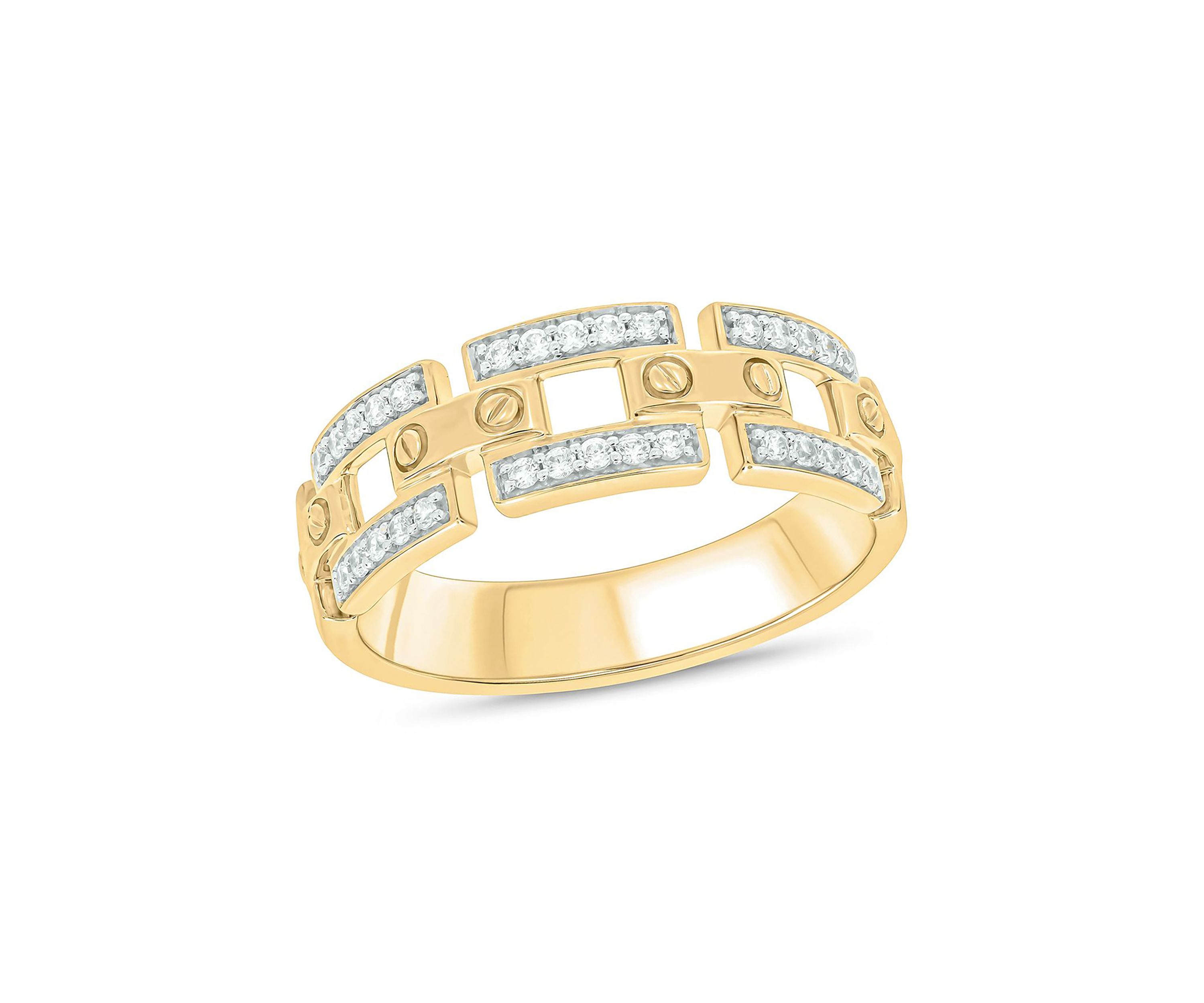 1/4 ct. t.w. Diamond Cuban Mens Band In 10K Yellow Gold