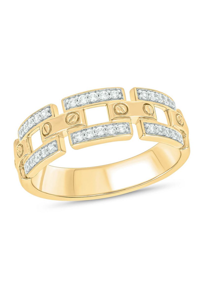 1/4 ct. t.w. Diamond Cuban Mens Band In 10K Yellow Gold
