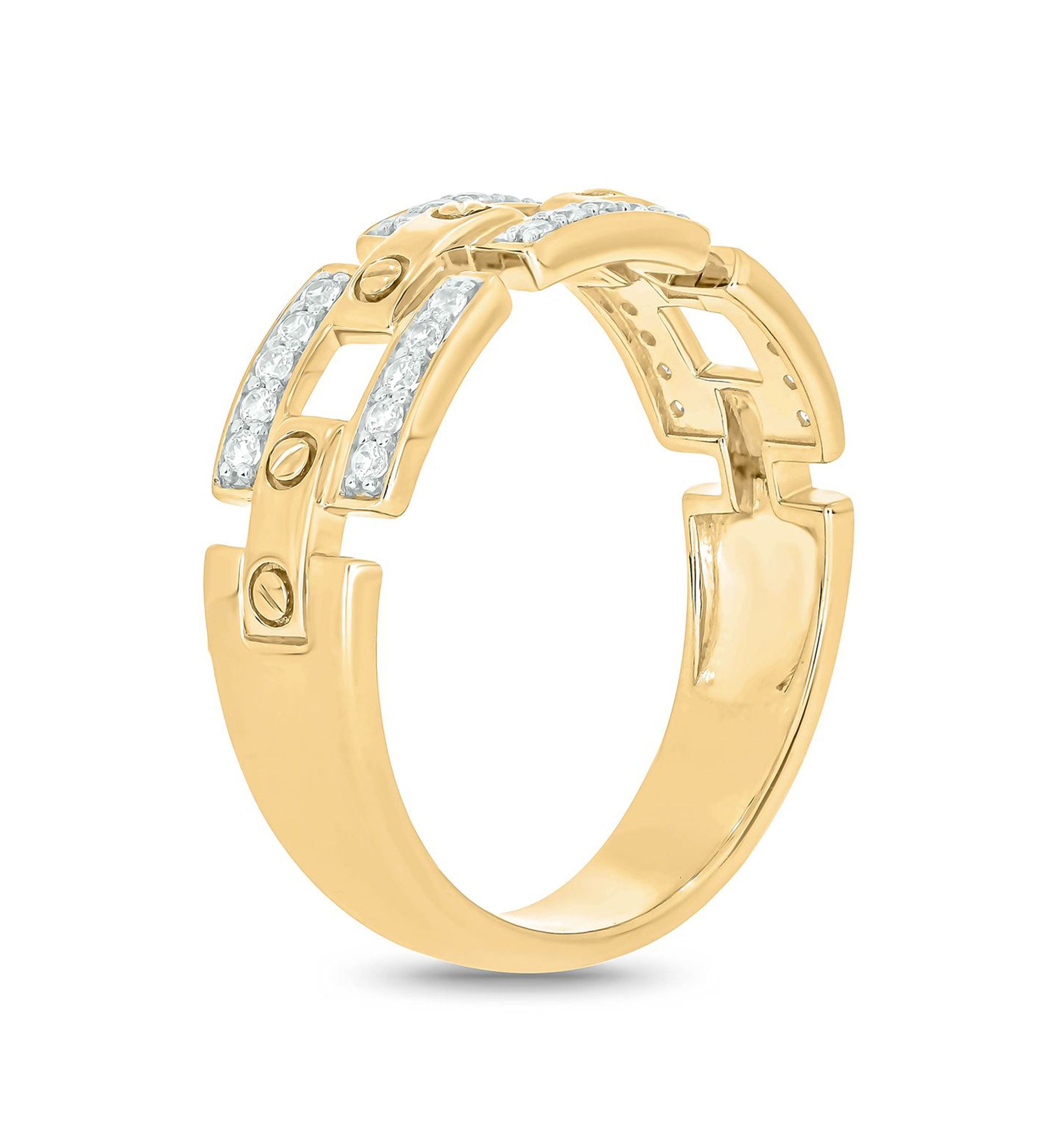 1/4 ct. t.w. Diamond Cuban Mens Band In 10K Yellow Gold