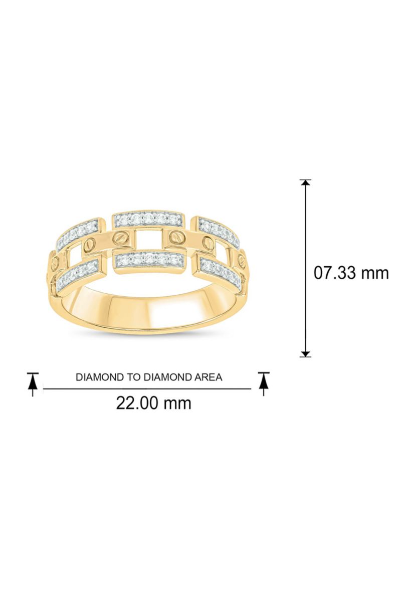1/4 ct. t.w. Diamond Cuban Mens Band In 10K Yellow Gold