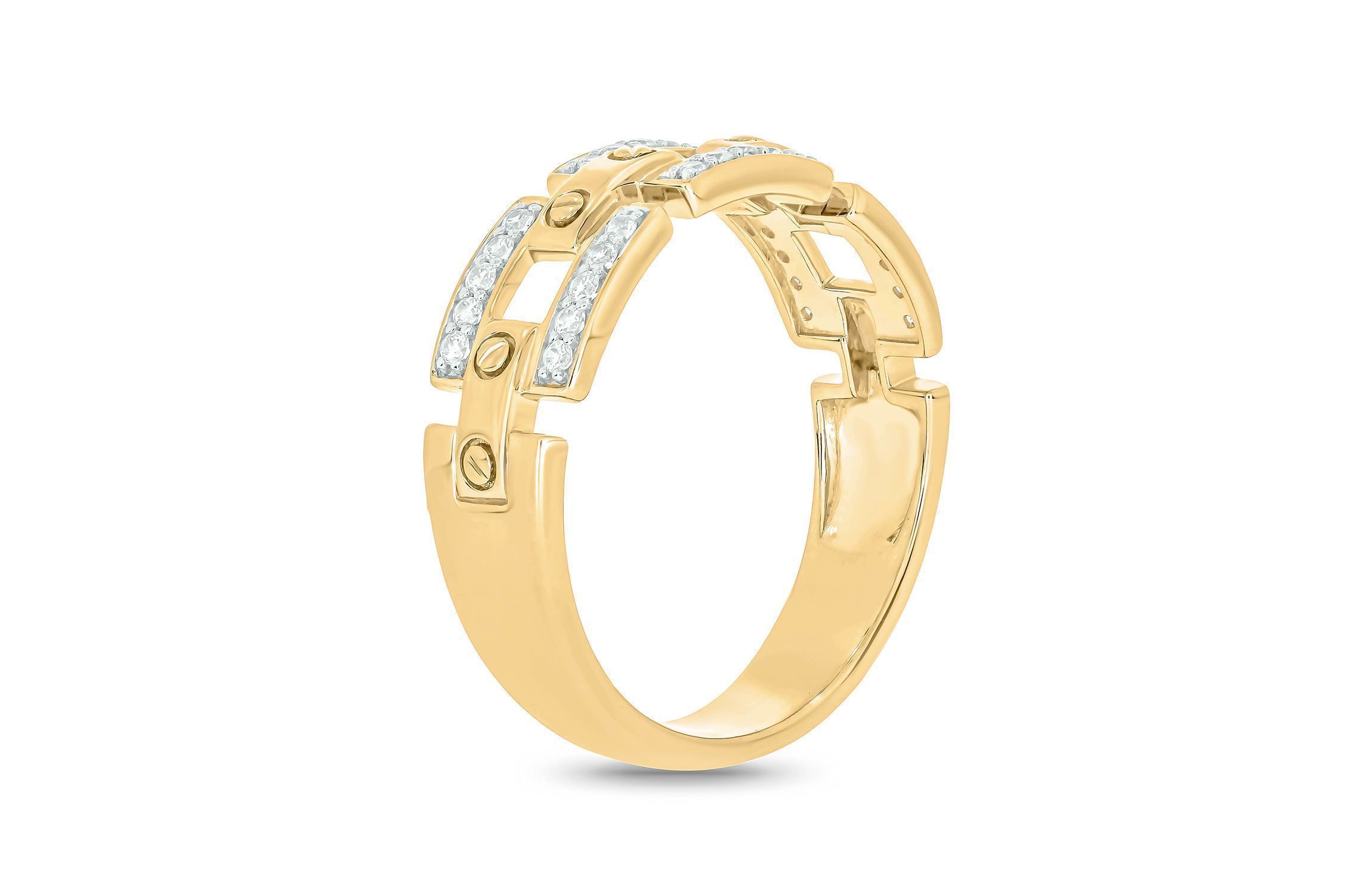 1/4 ct. t.w. Diamond Cuban Mens Band In 10K Yellow Gold