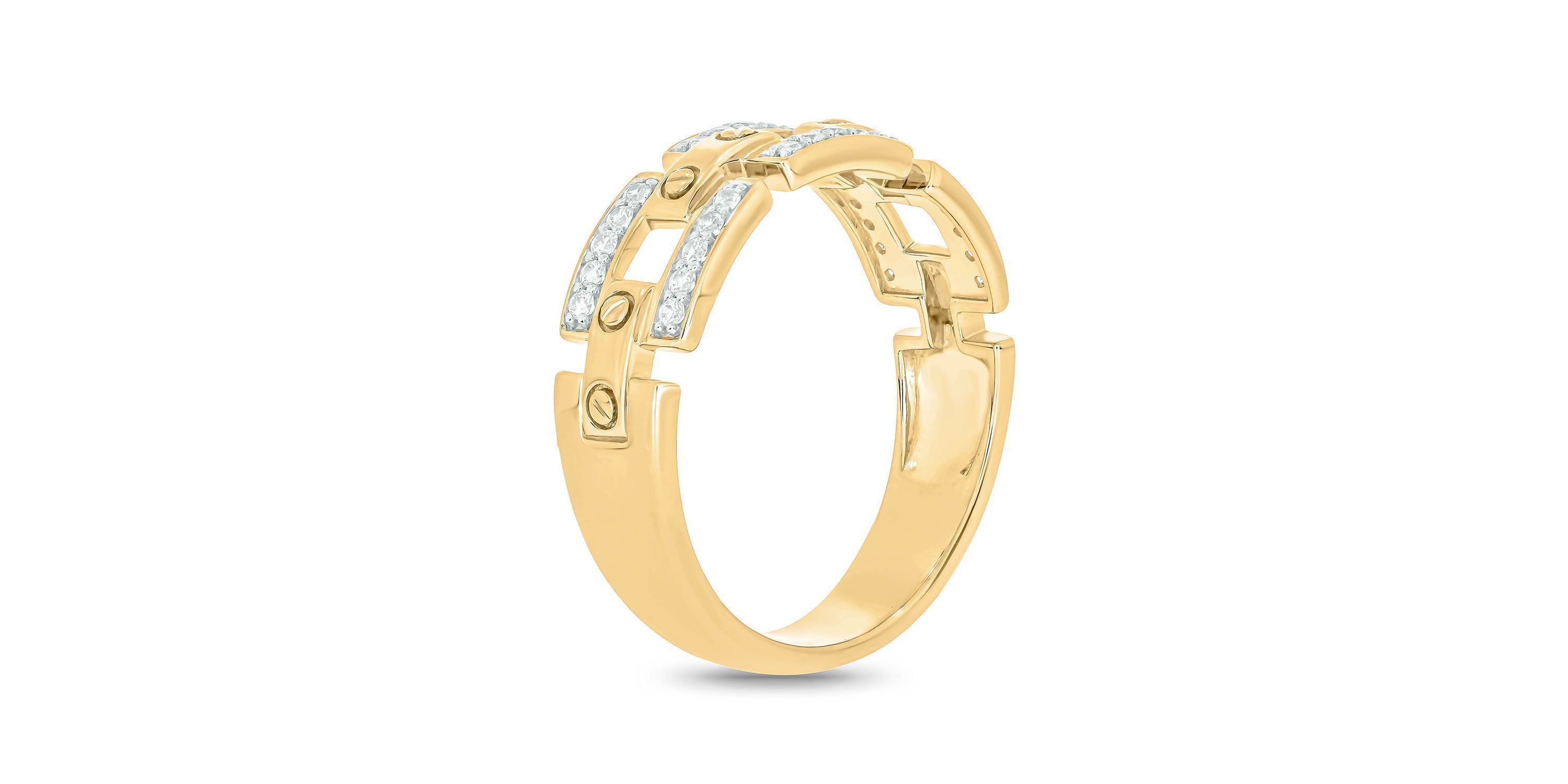 1/4 ct. t.w. Diamond Cuban Mens Band In 10K Yellow Gold