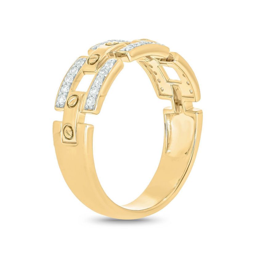 1/4 ct. t.w. Diamond Cuban Mens Band In 10K Yellow Gold