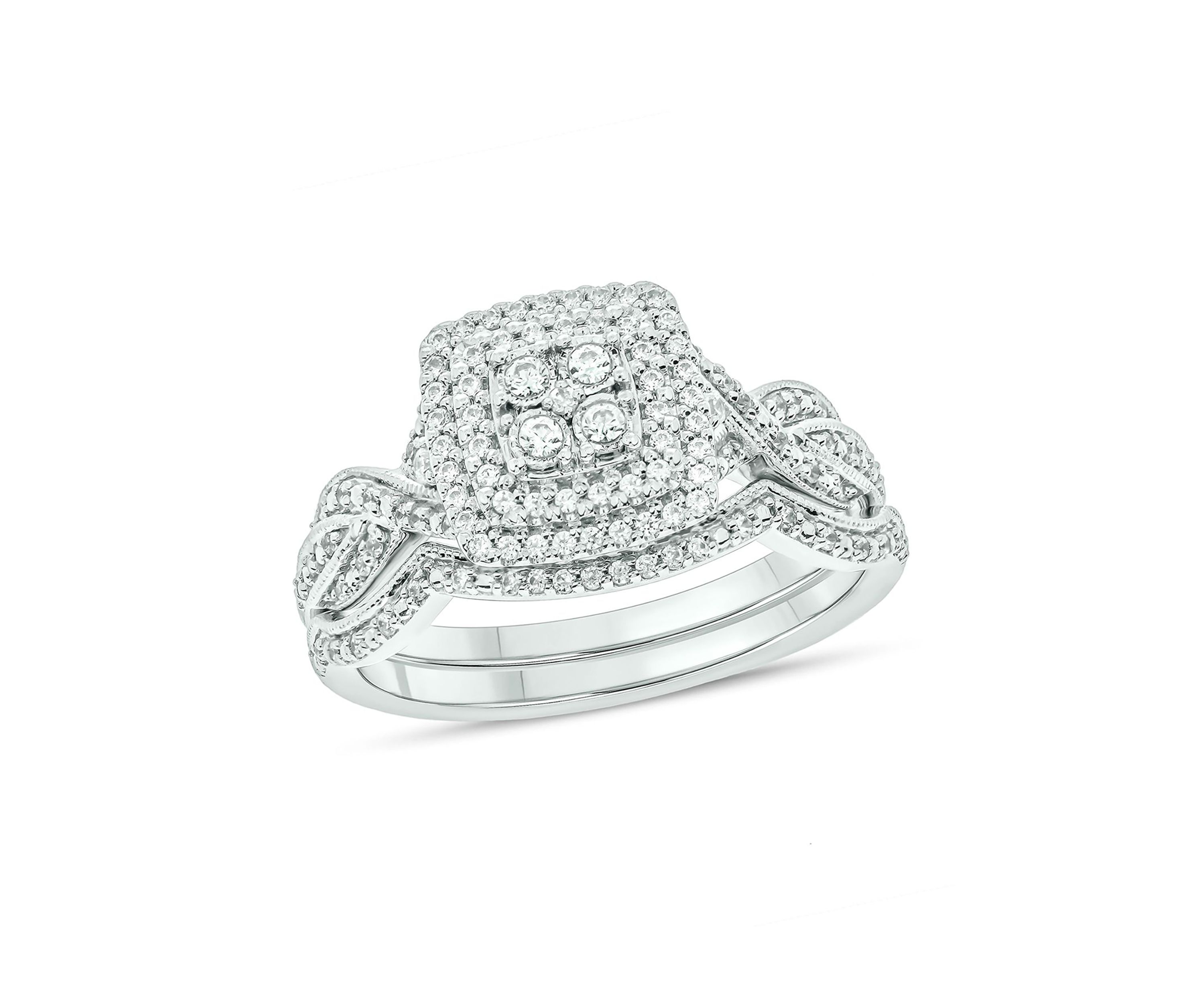 1/3 ct. t.w. Diamond Miracle Plate Bridal Ring in Sterling Silver