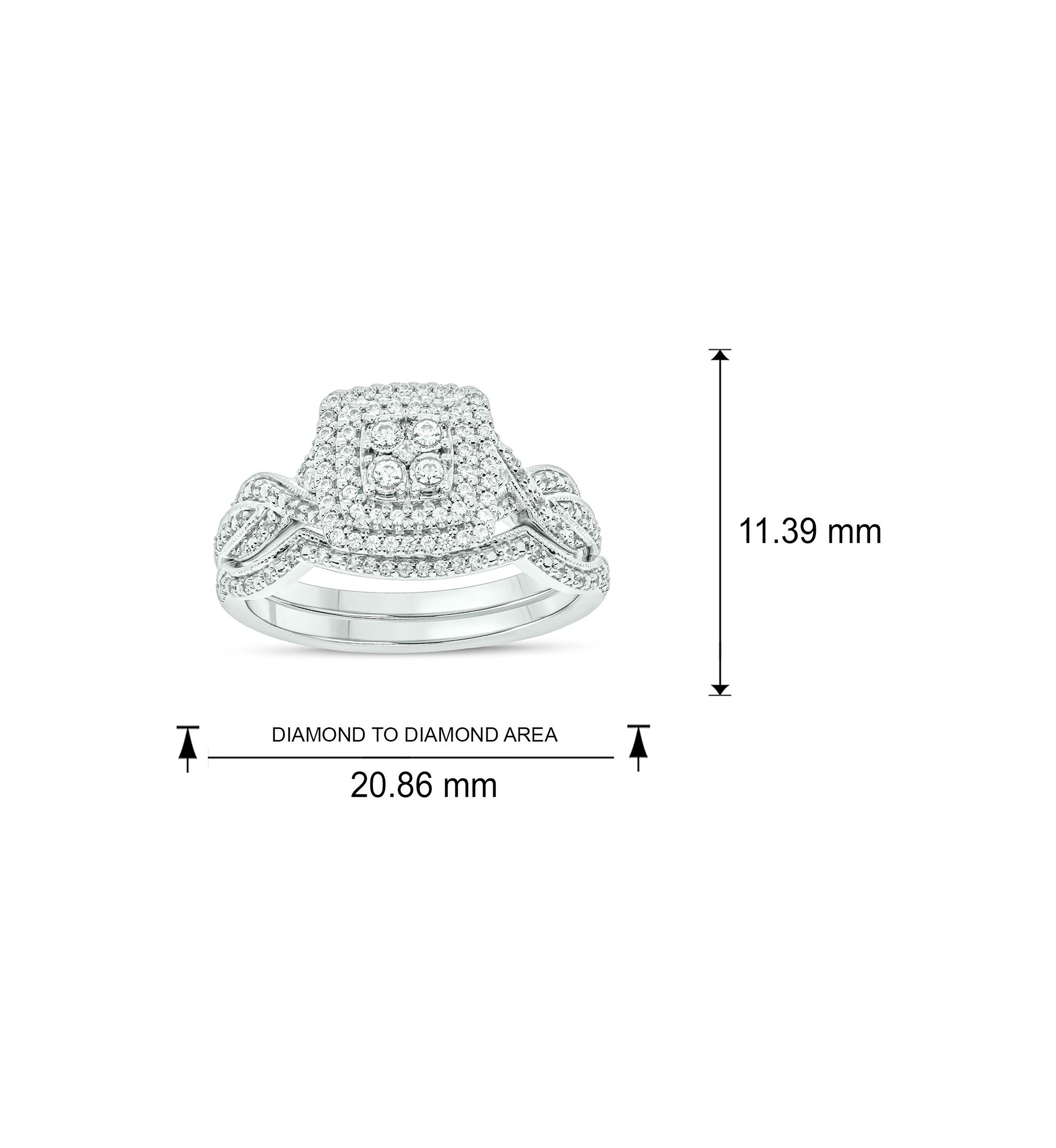 1/3 ct. t.w. Diamond Miracle Plate Bridal Ring in Sterling Silver