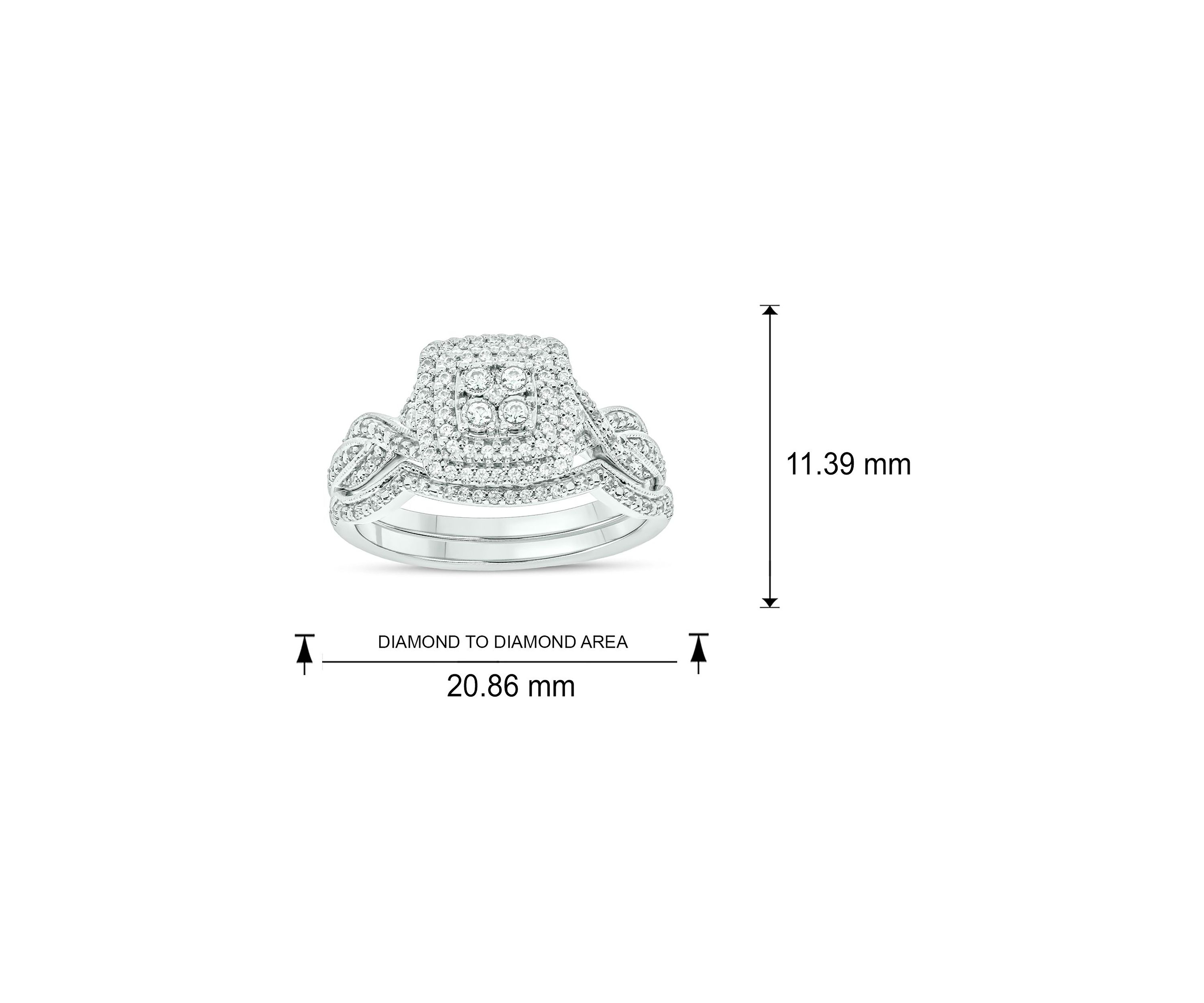 1/3 ct. t.w. Diamond Miracle Plate Bridal Ring in Sterling Silver