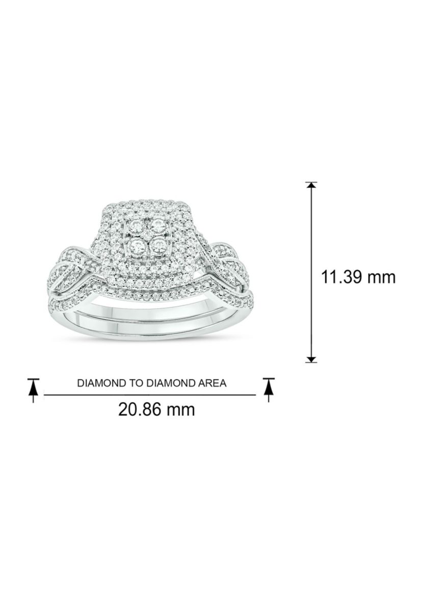 1/3 ct. t.w. Diamond Miracle Plate Bridal Ring in Sterling Silver