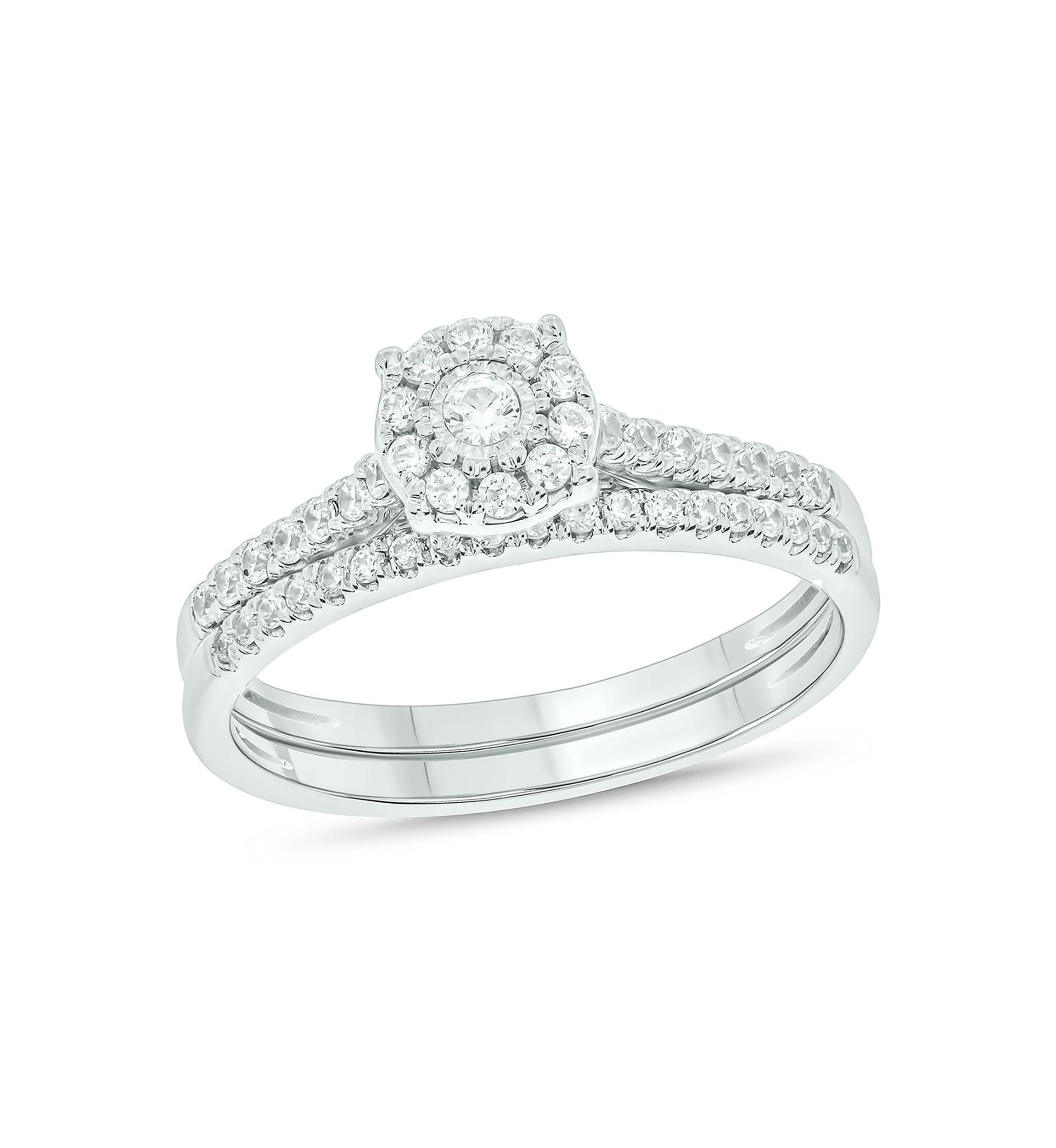 3/8 ct. t.w. Diamond Miracle Plate Bridal Ring in Sterling Silver