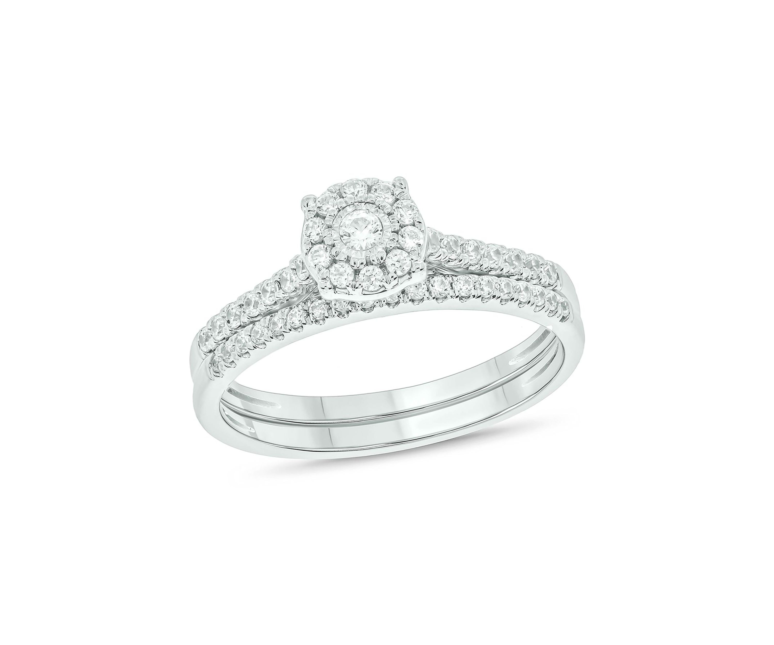3/8 ct. t.w. Diamond Miracle Plate Bridal Ring in Sterling Silver