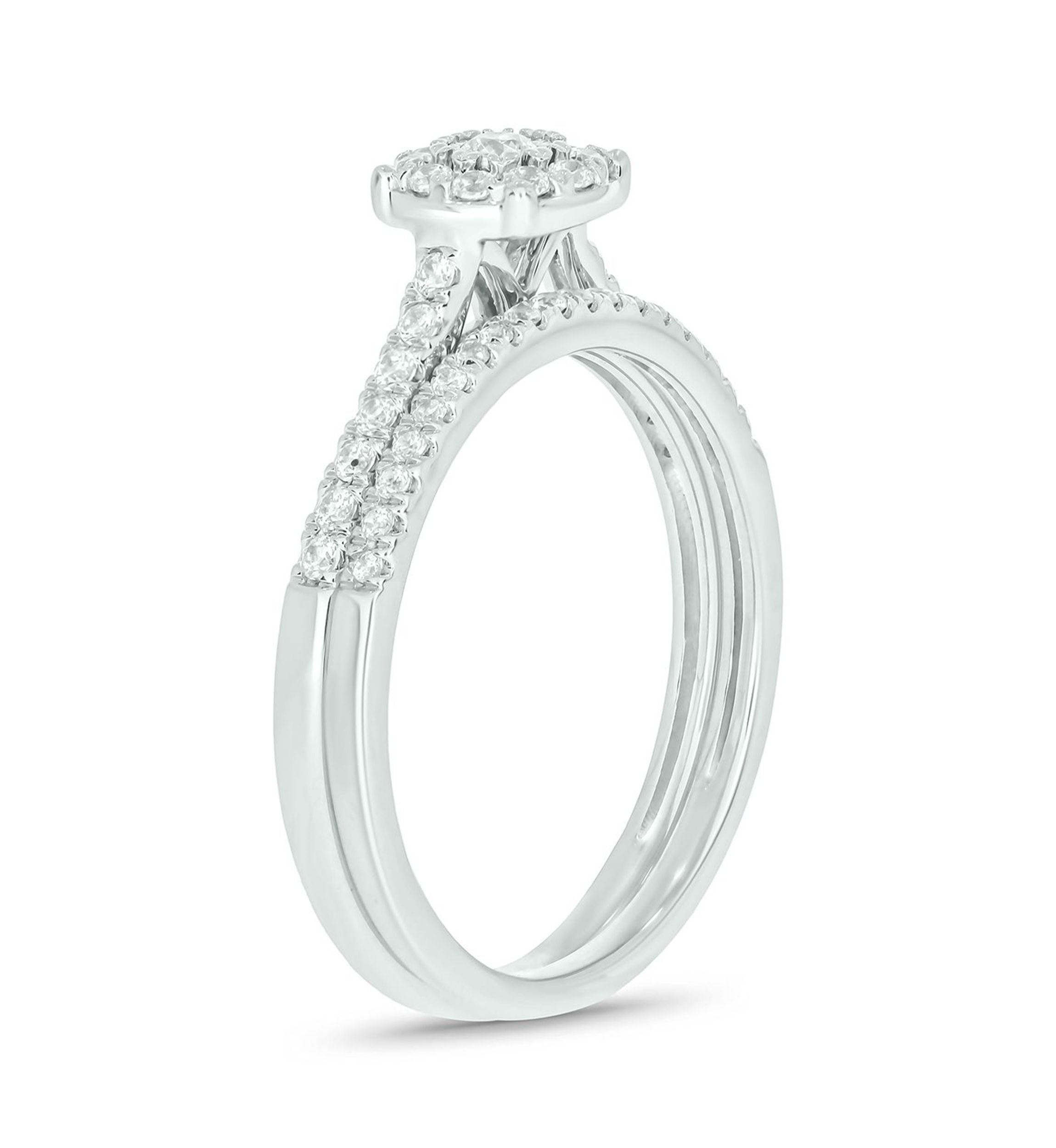 3/8 ct. t.w. Diamond Miracle Plate Bridal Ring in Sterling Silver