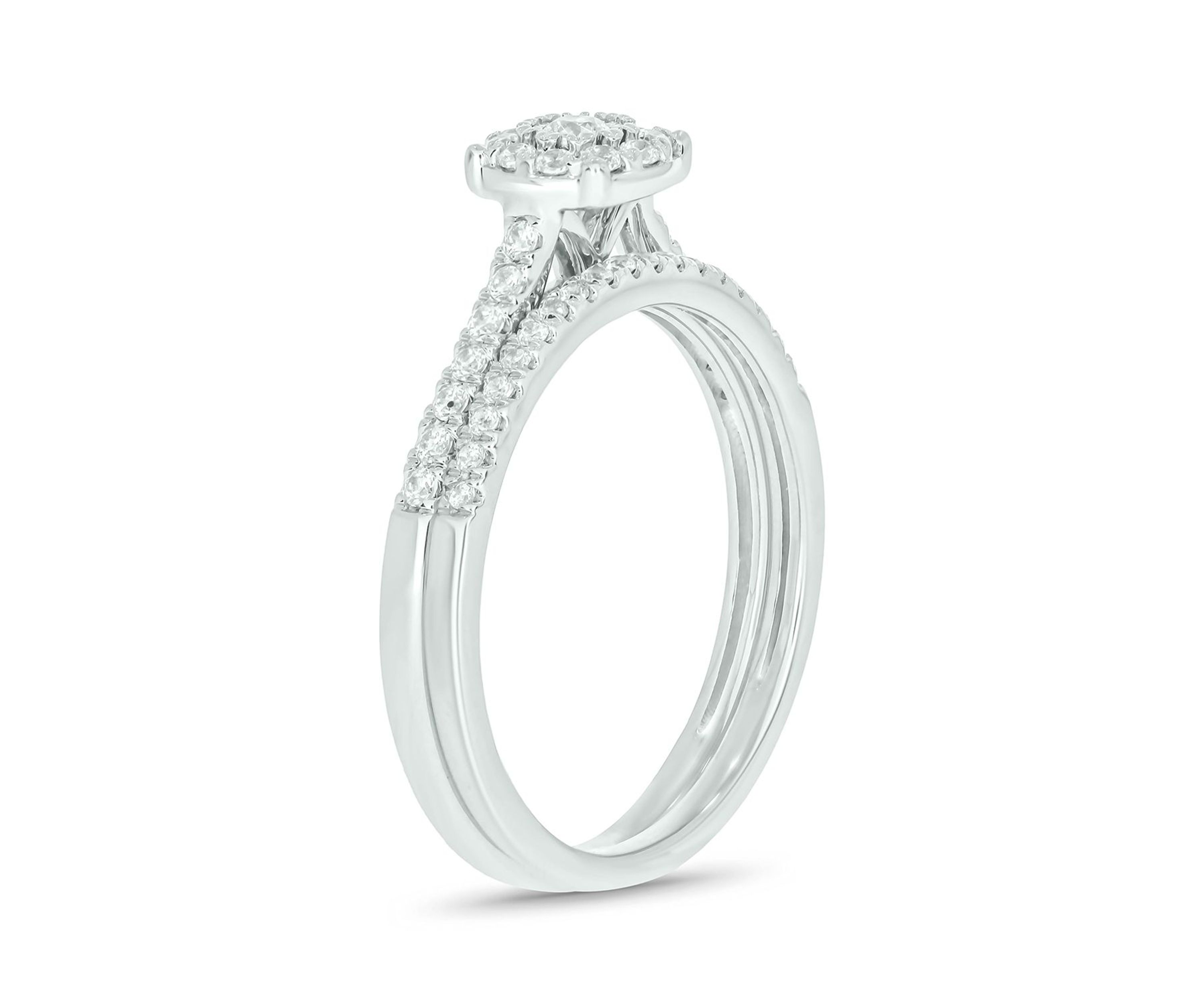 3/8 ct. t.w. Diamond Miracle Plate Bridal Ring in Sterling Silver
