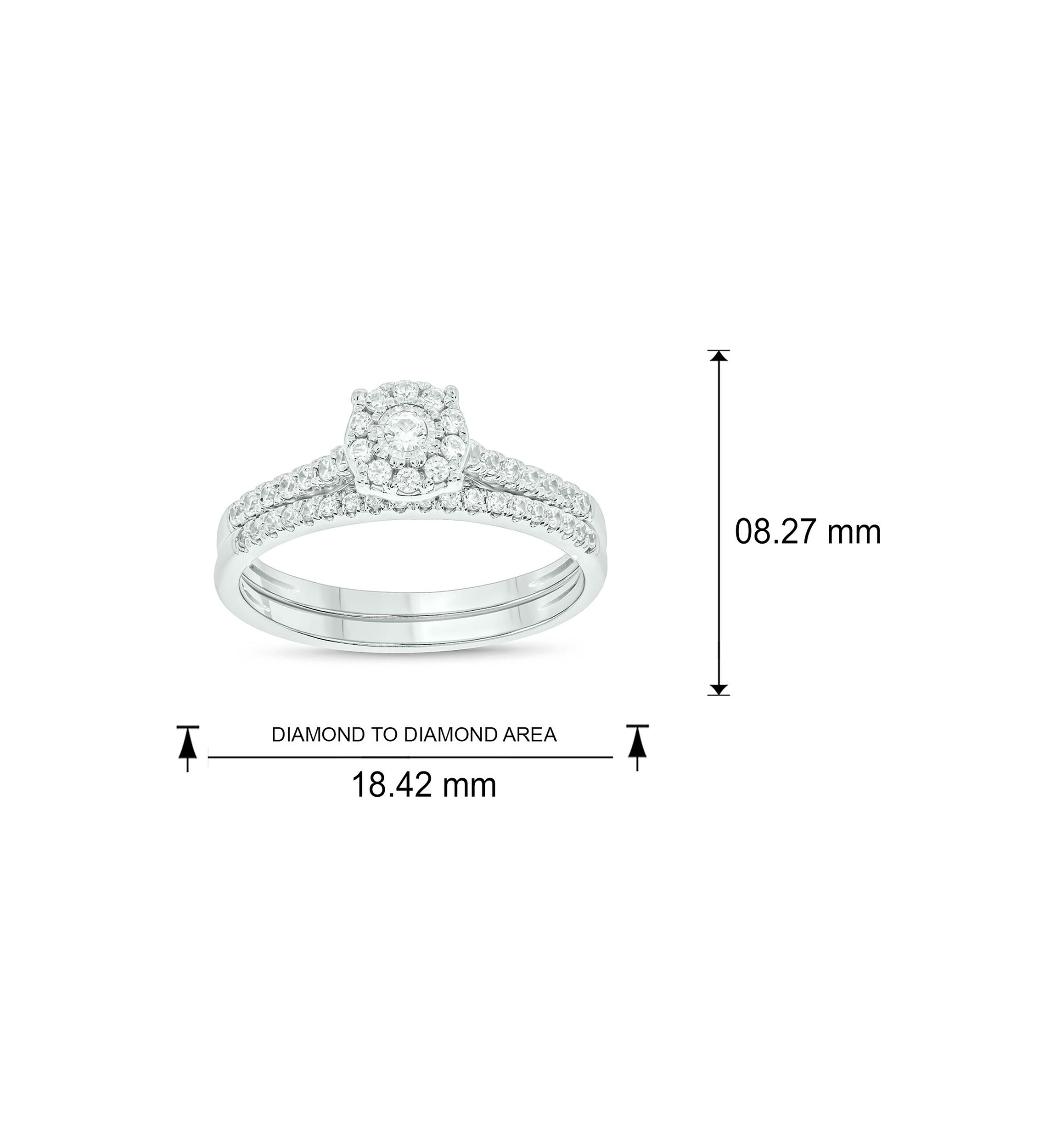 3/8 ct. t.w. Diamond Miracle Plate Bridal Ring in Sterling Silver