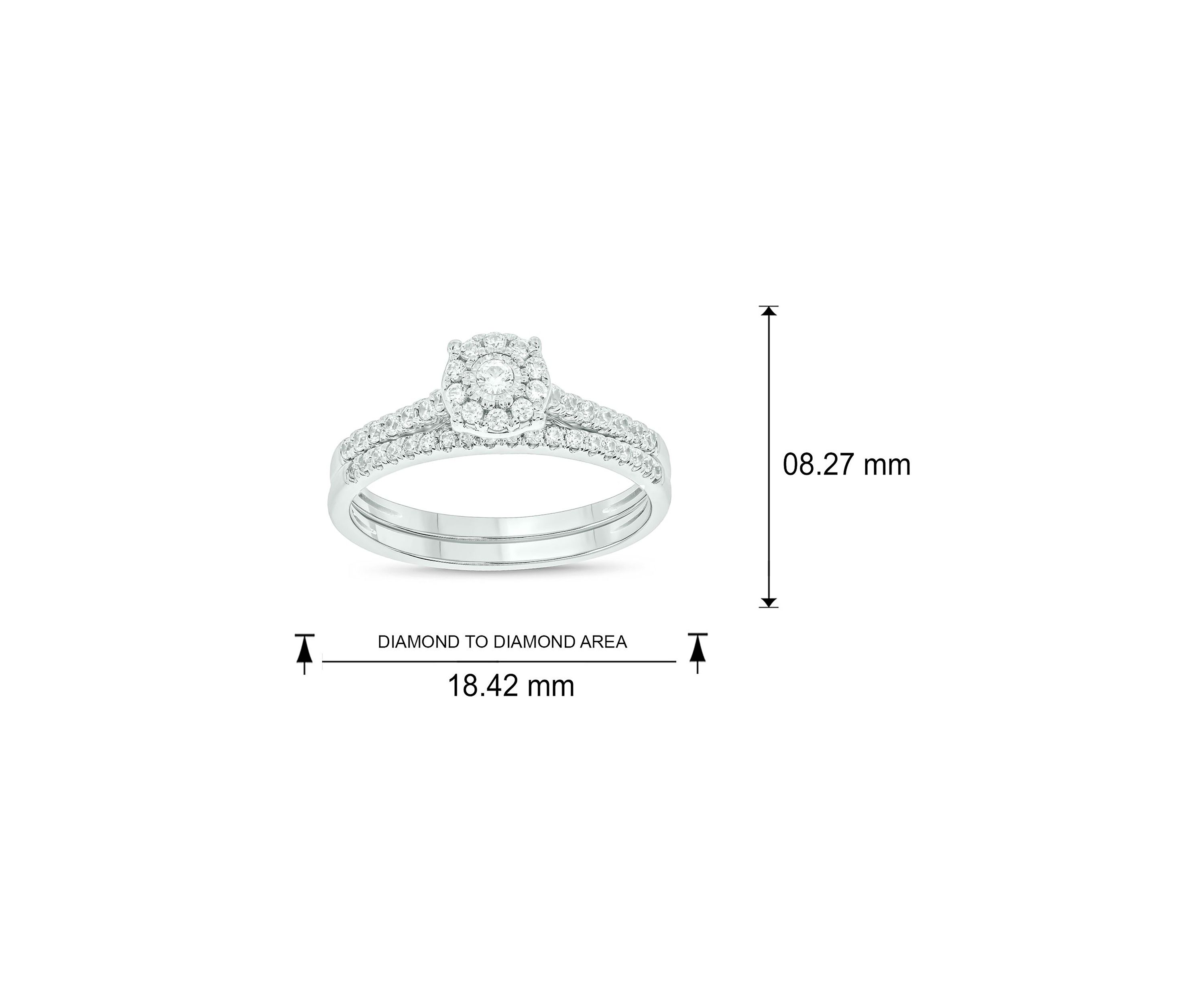 3/8 ct. t.w. Diamond Miracle Plate Bridal Ring in Sterling Silver