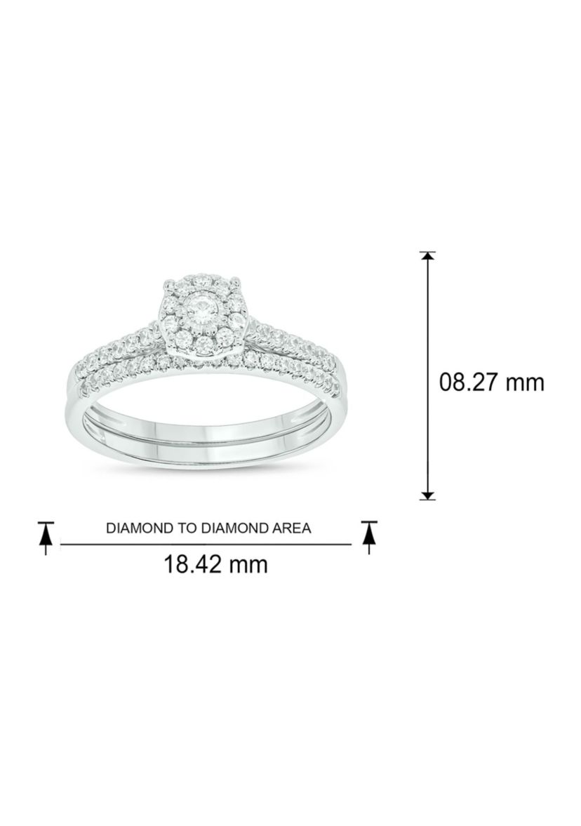 3/8 ct. t.w. Diamond Miracle Plate Bridal Ring in Sterling Silver