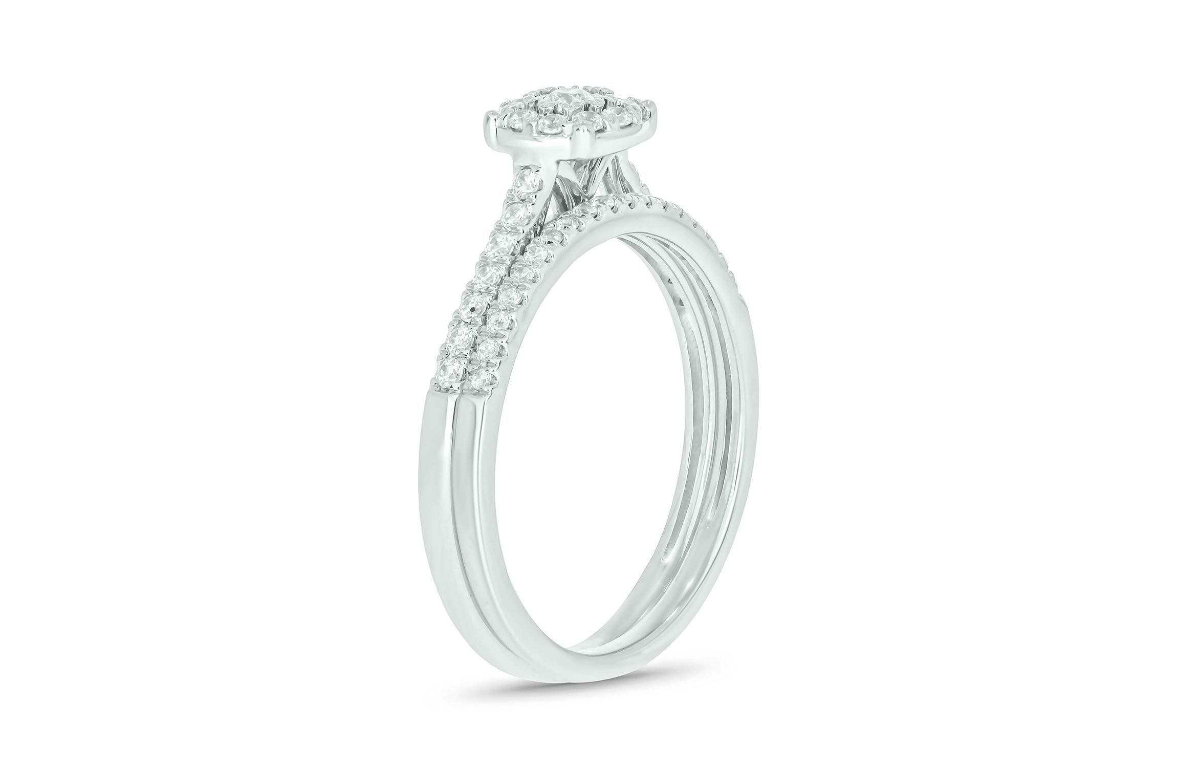 3/8 ct. t.w. Diamond Miracle Plate Bridal Ring in Sterling Silver