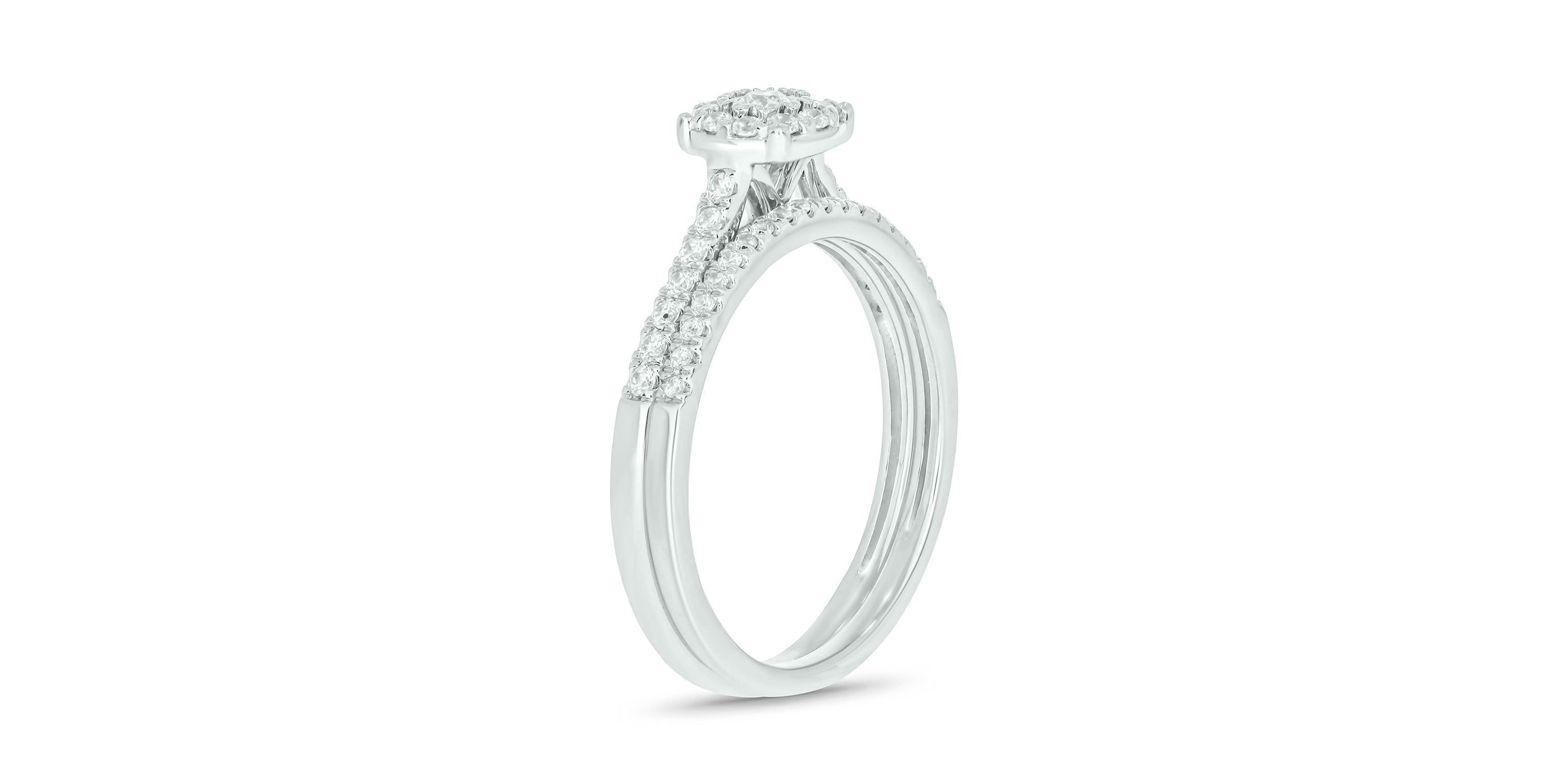 3/8 ct. t.w. Diamond Miracle Plate Bridal Ring in Sterling Silver