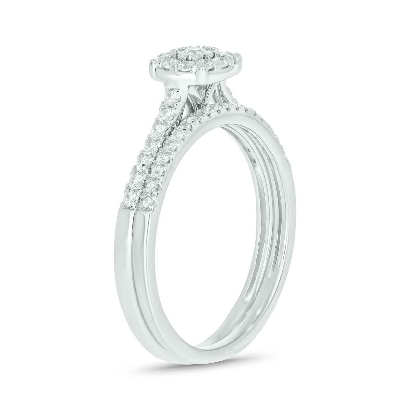 3/8 ct. t.w. Diamond Miracle Plate Bridal Ring in Sterling Silver