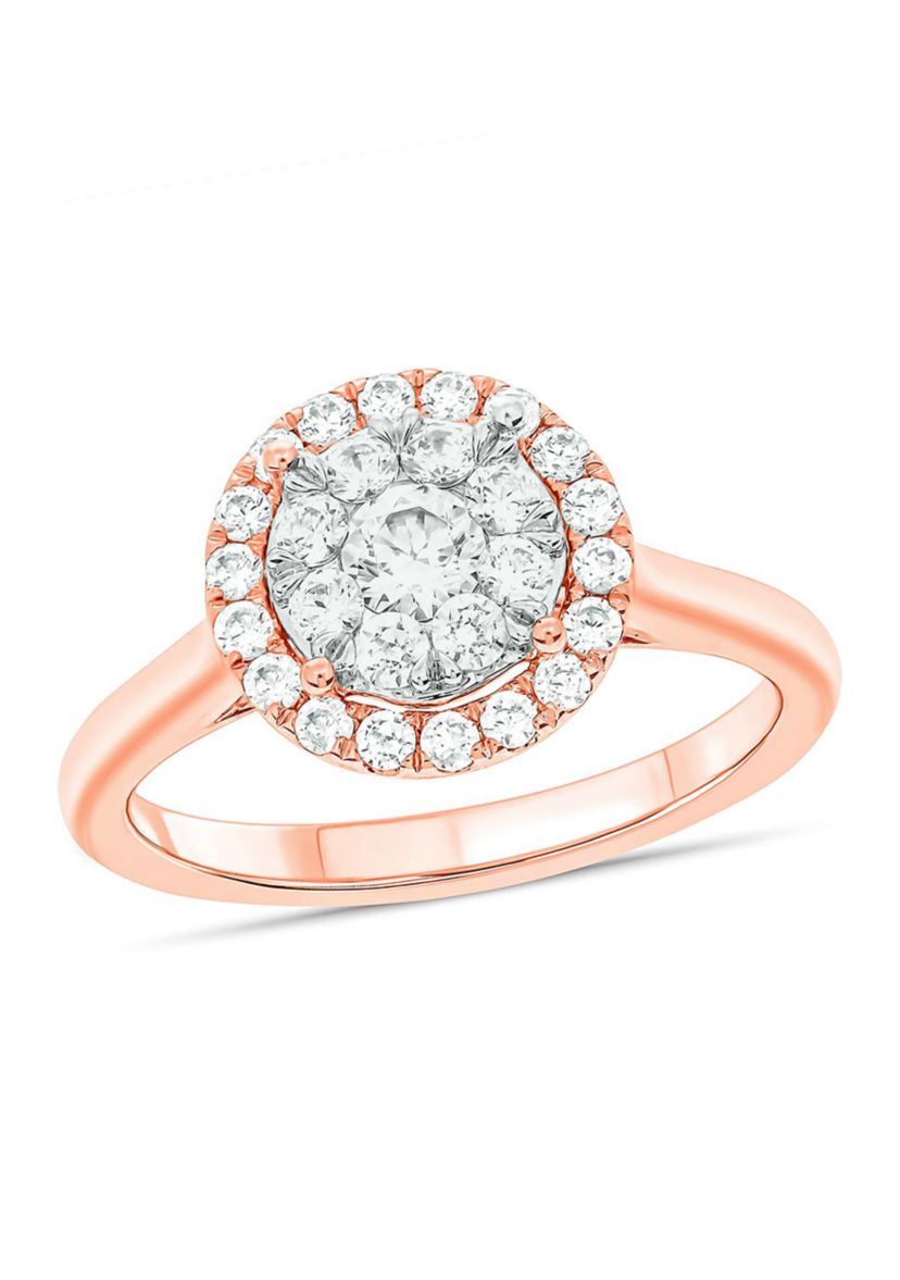 3/4 ct. t.w. Diamond Empress Stone Ring In 10K Rose Gold