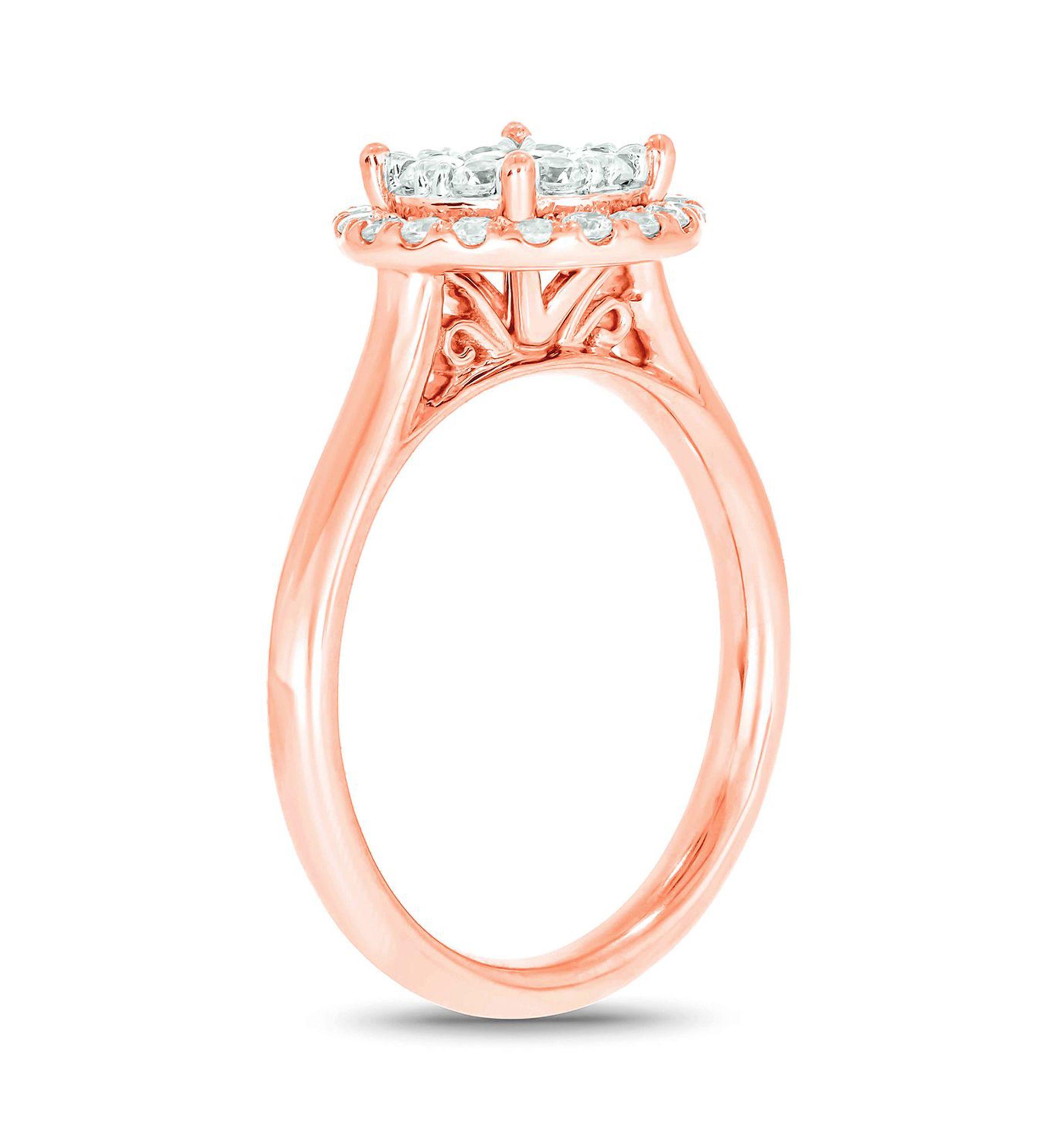 3/4 ct. t.w. Diamond Empress Stone Ring In 10K Rose Gold