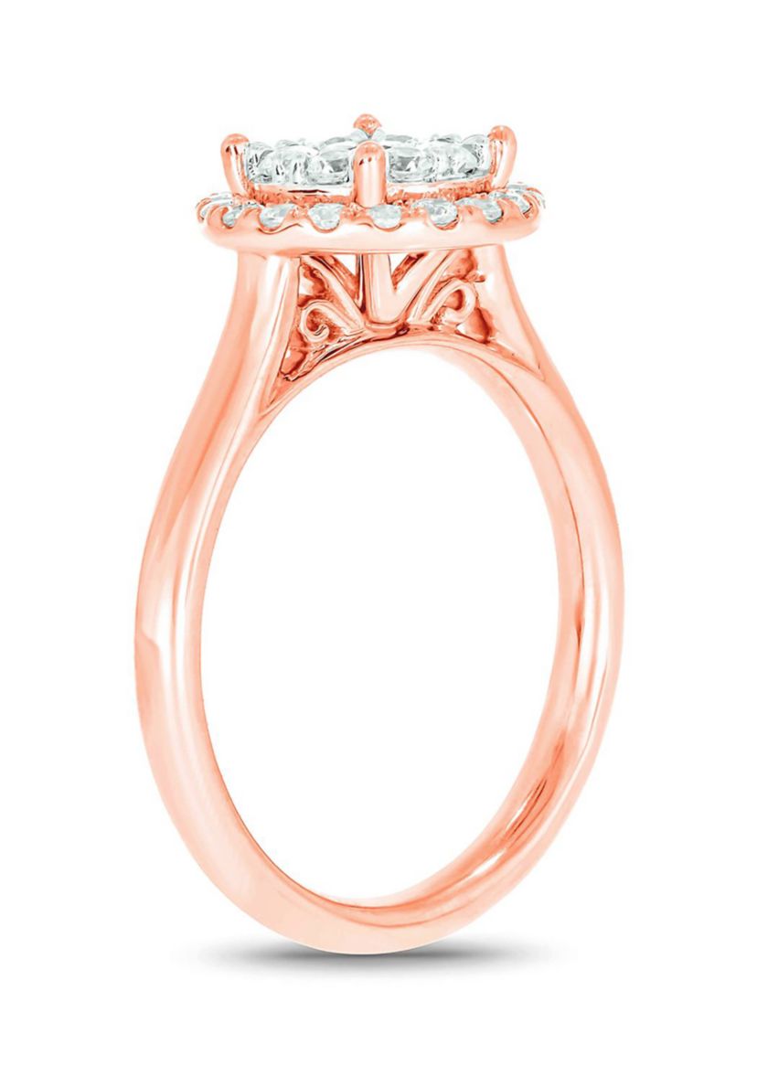 3/4 ct. t.w. Diamond Empress Stone Ring In 10K Rose Gold