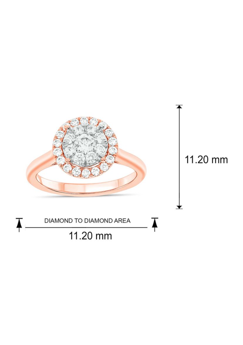 3/4 ct. t.w. Diamond Empress Stone Ring In 10K Rose Gold