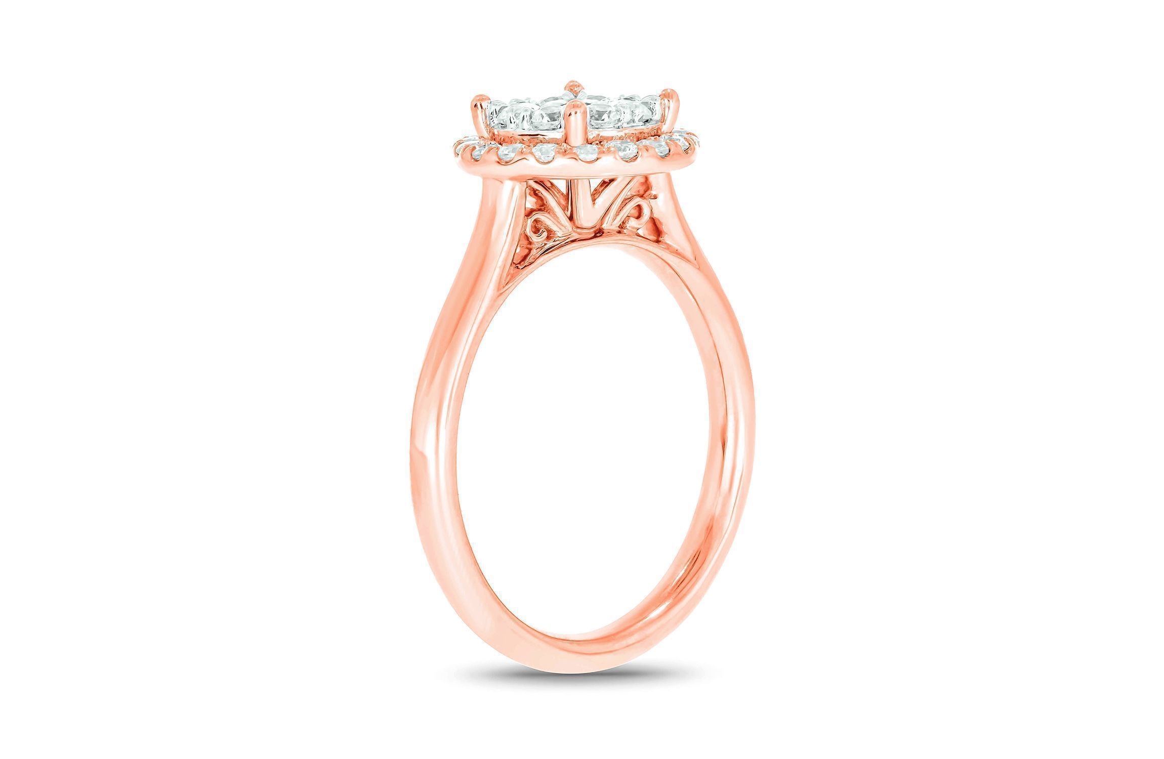 3/4 ct. t.w. Diamond Empress Stone Ring In 10K Rose Gold