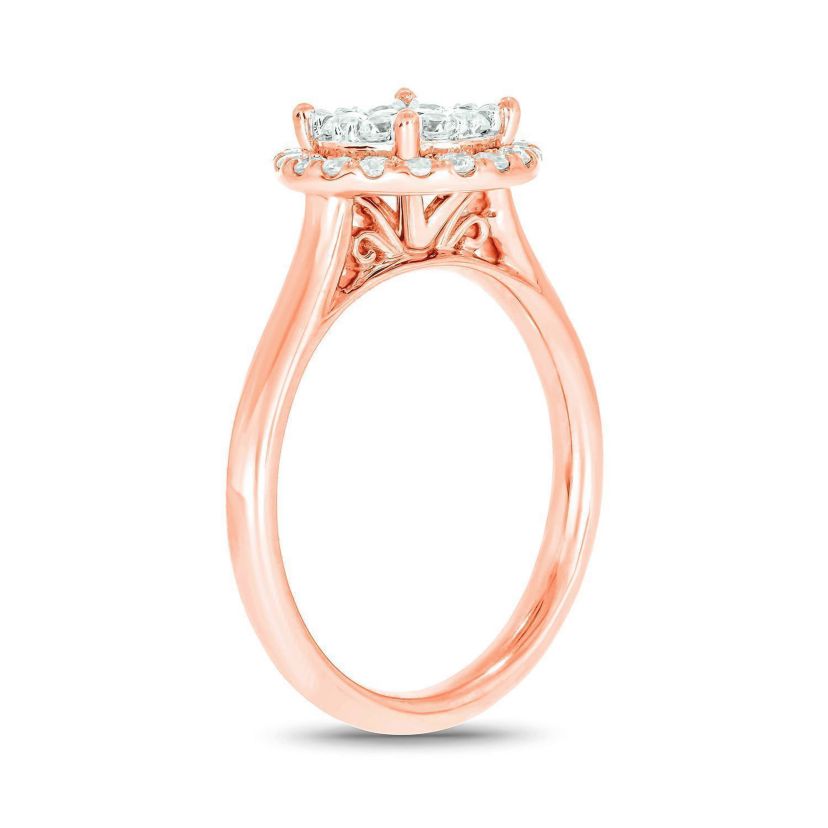 3/4 ct. t.w. Diamond Empress Stone Ring In 10K Rose Gold