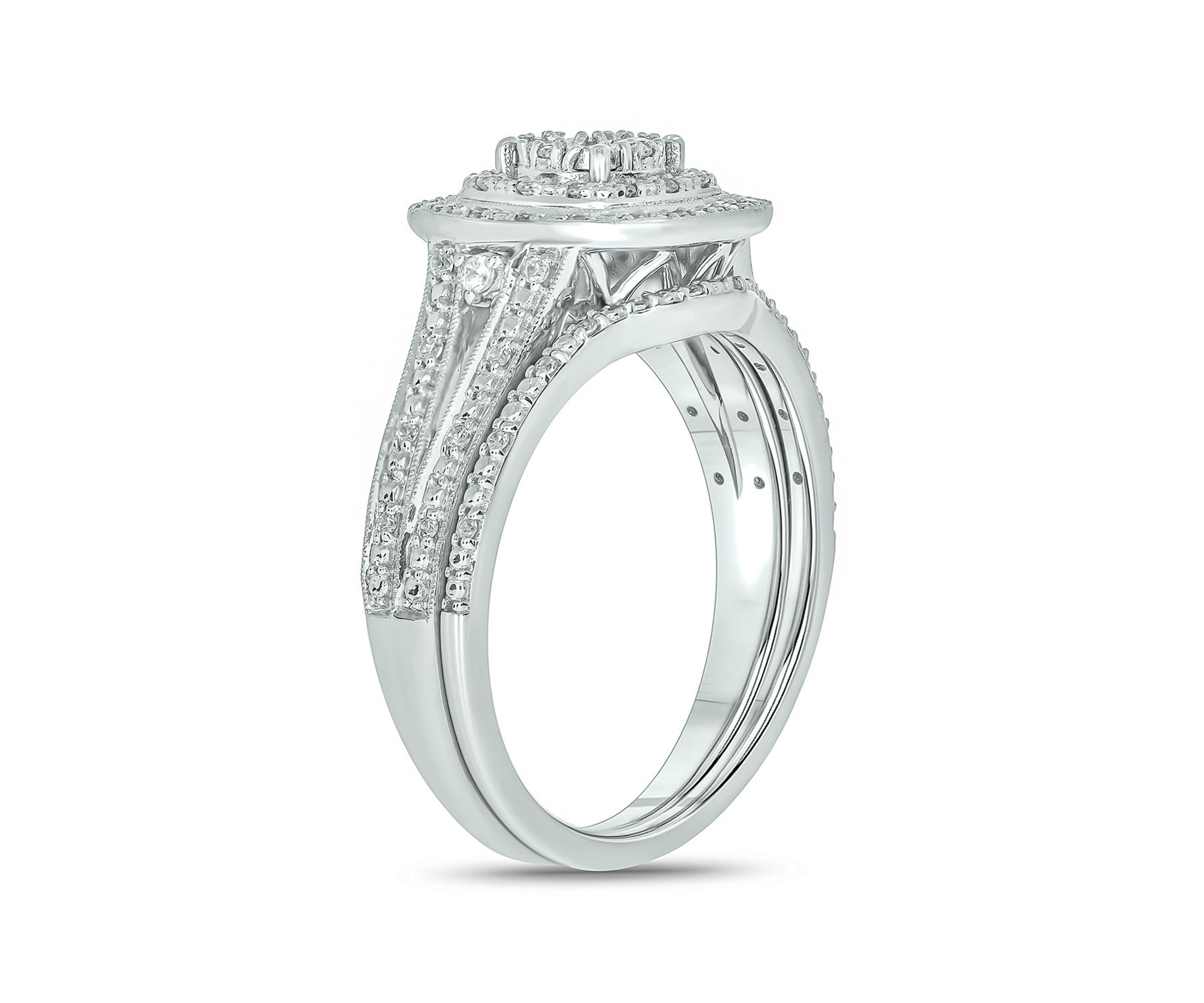 1/4 ct. t.w. Diamond with Miracle Plate Bridal Ring in Sterling Silver
