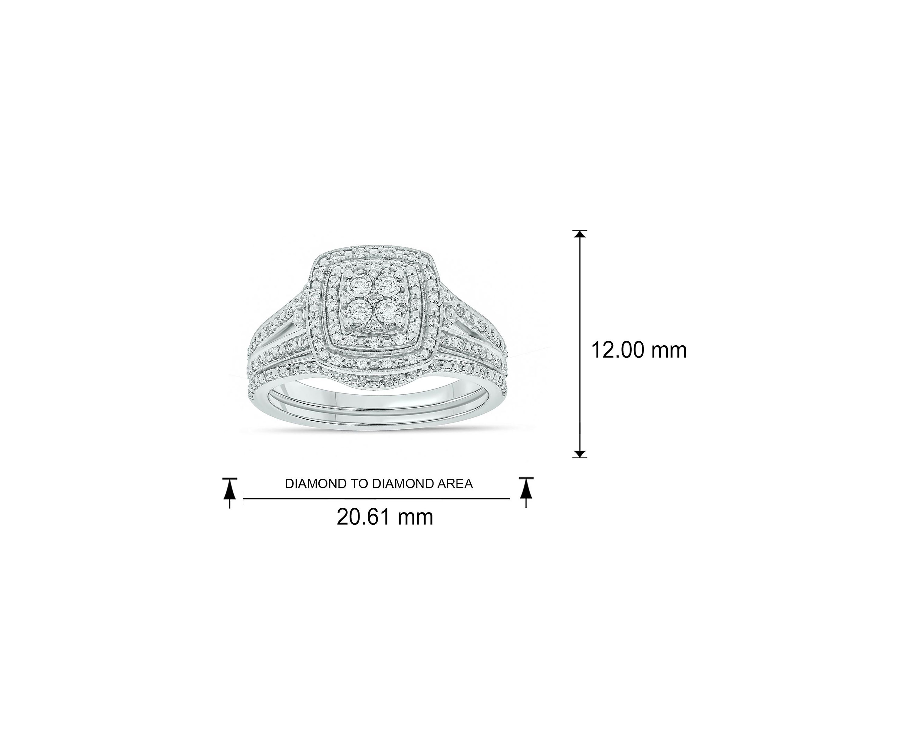 1/4 ct. t.w. Diamond with Miracle Plate Bridal Ring in Sterling Silver