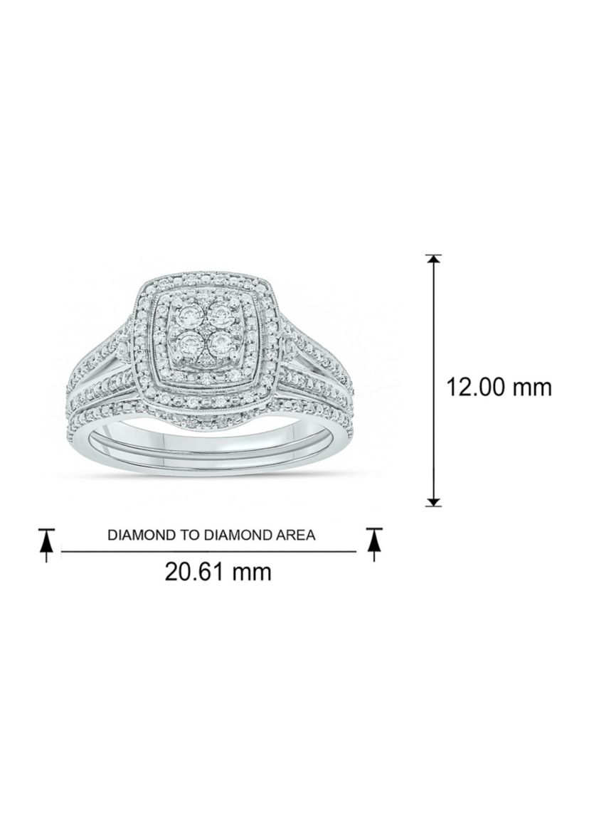 1/4 ct. t.w. Diamond with Miracle Plate Bridal Ring in Sterling Silver