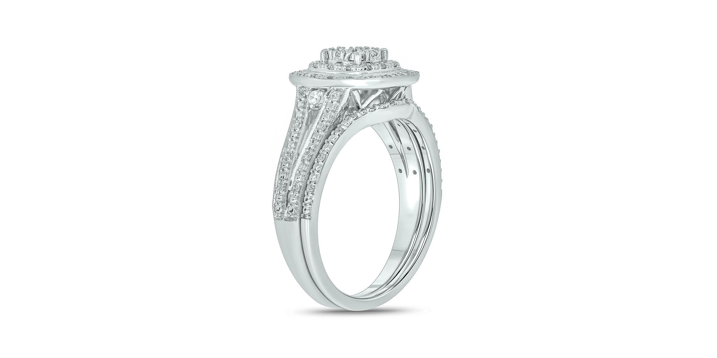 1/4 ct. t.w. Diamond with Miracle Plate Bridal Ring in Sterling Silver
