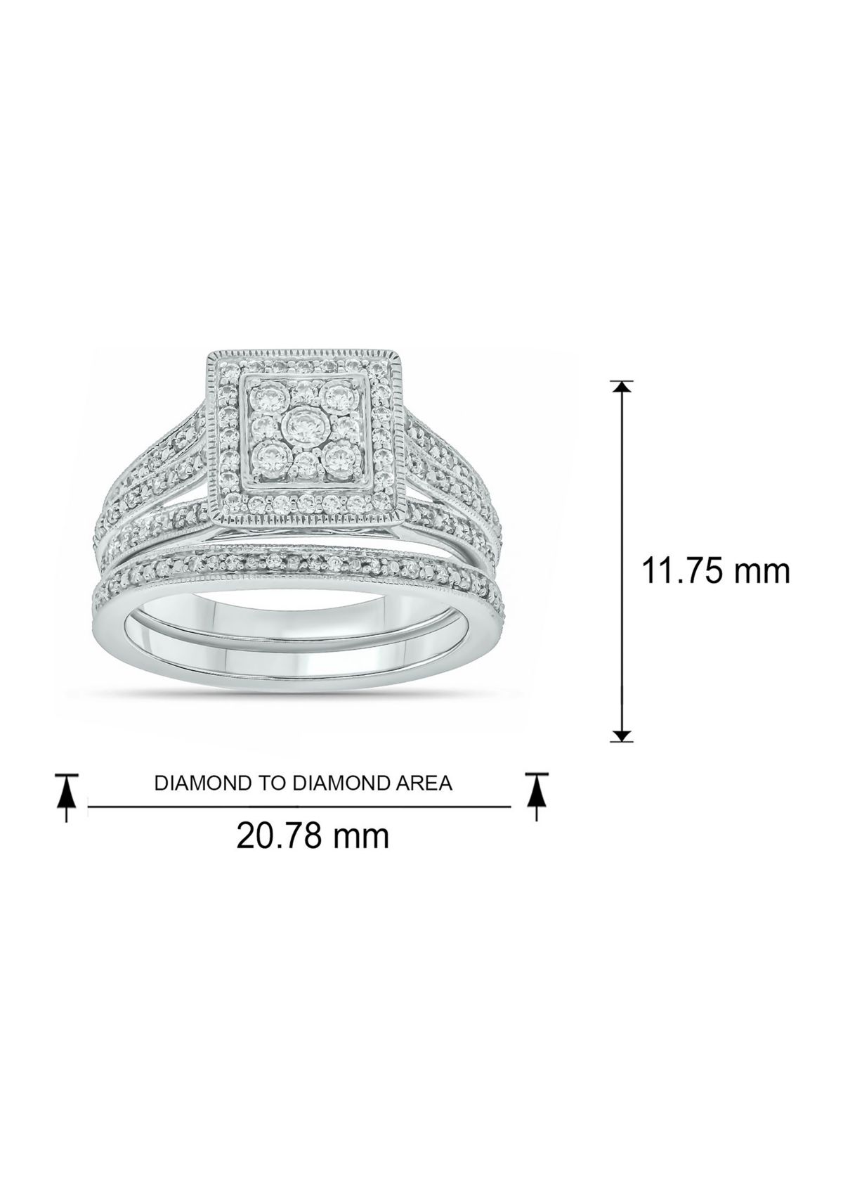 1/3 ct. t.w. Diamond Miracle Plate Bridal Ring in Sterling Silver