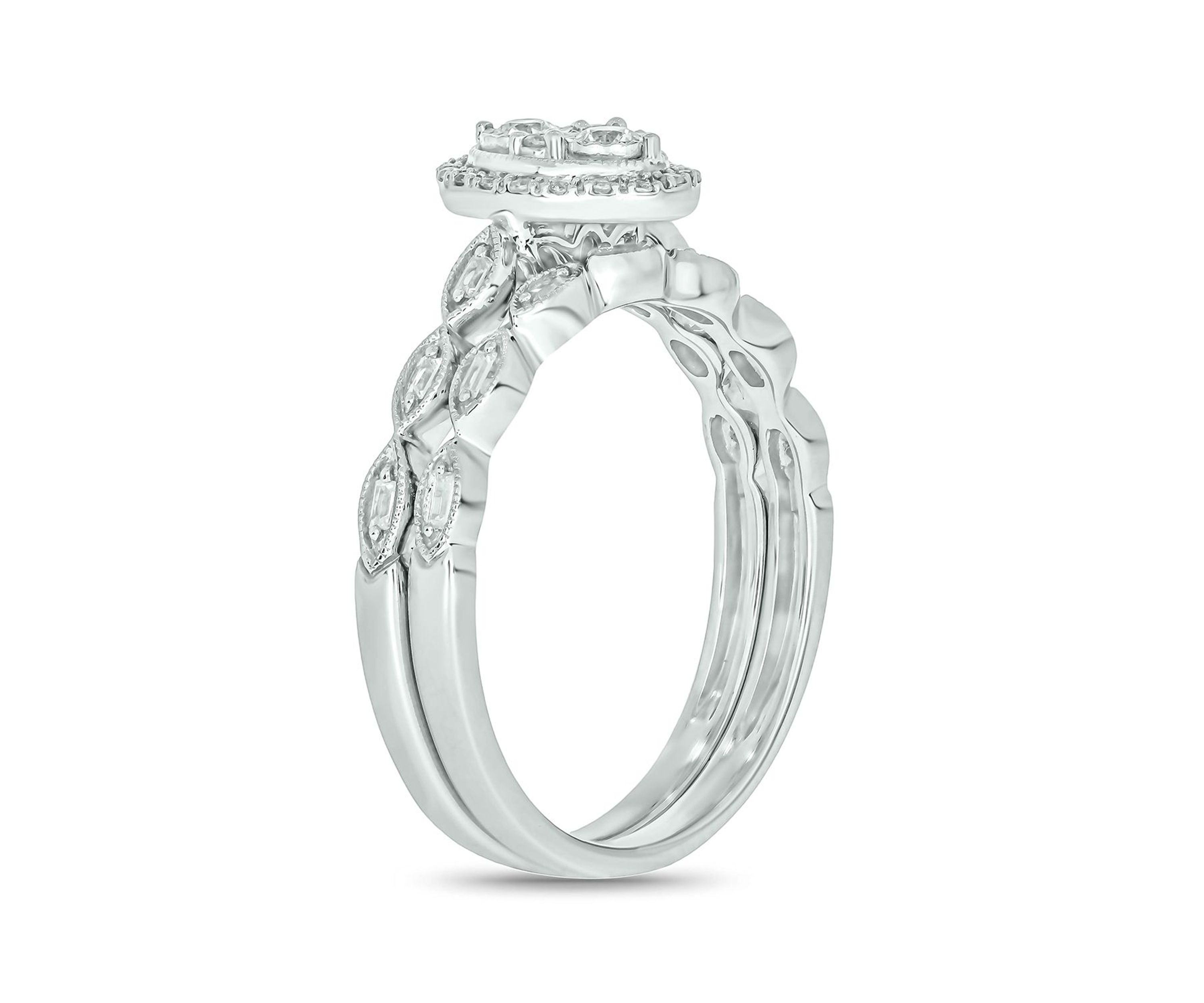 1/4 ct. t.w. Diamond with Miracle Plate Bridal Ring in Sterling Silver