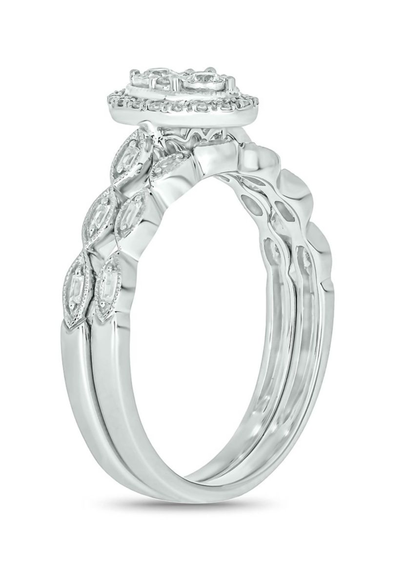 1/4 ct. t.w. Diamond with Miracle Plate Bridal Ring in Sterling Silver