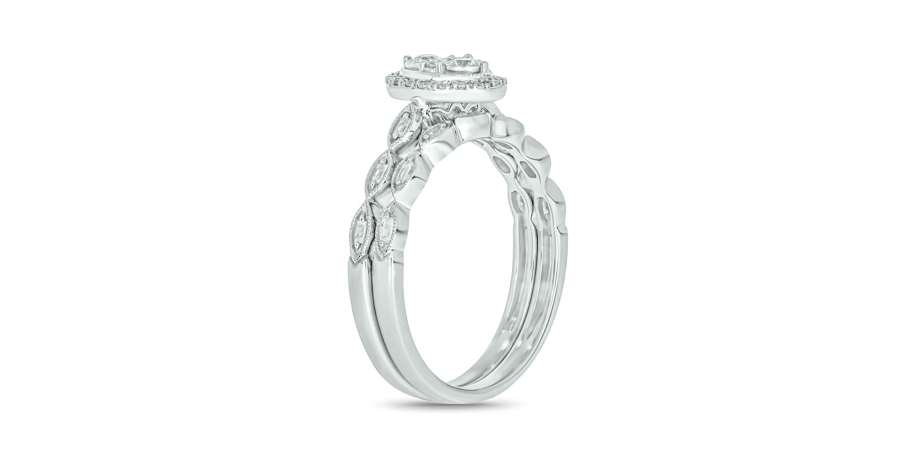 1/4 ct. t.w. Diamond with Miracle Plate Bridal Ring in Sterling Silver