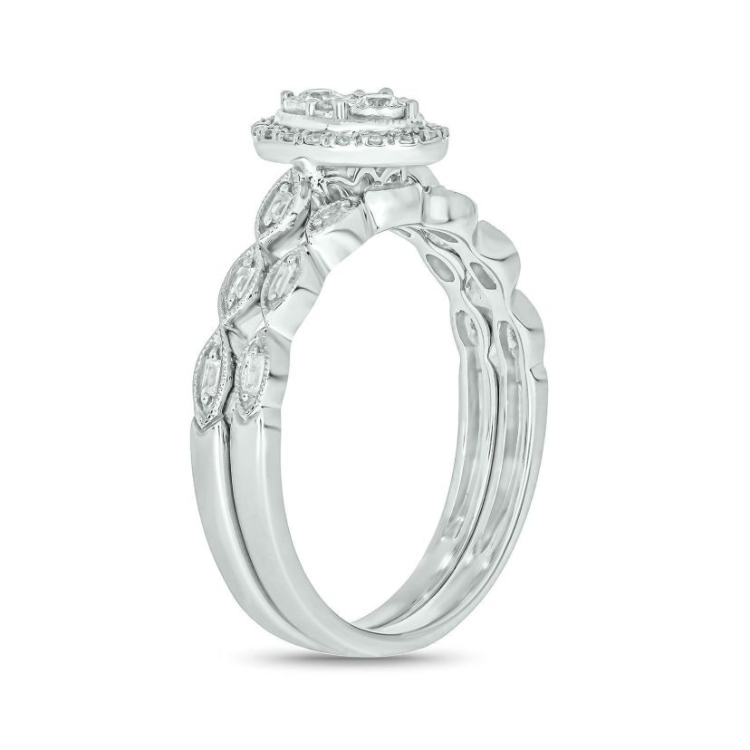 1/4 ct. t.w. Diamond with Miracle Plate Bridal Ring in Sterling Silver