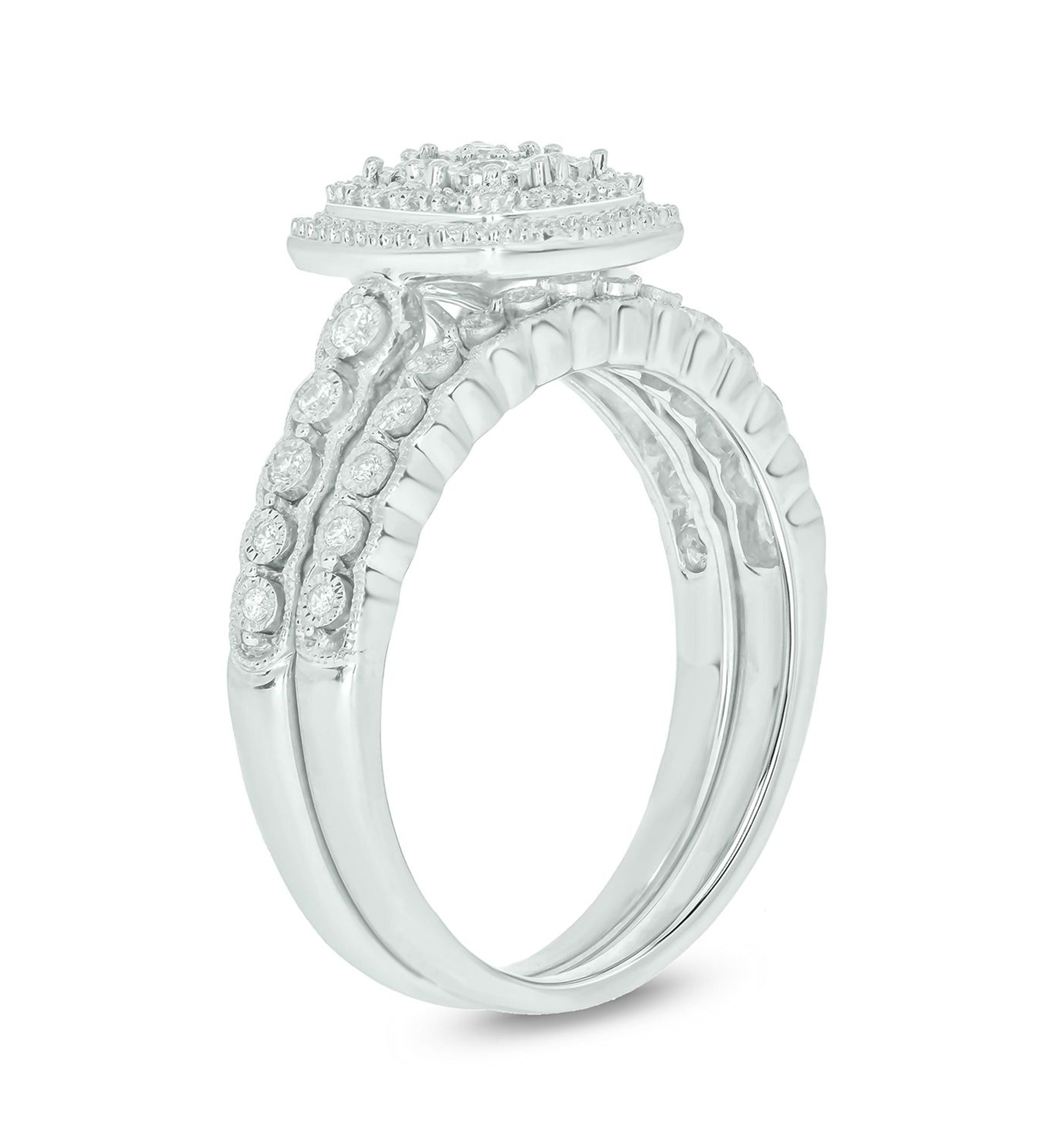 1/4 ct. t.w. Diamond with Miracle Plate Bridal Ring in Sterling Silver
