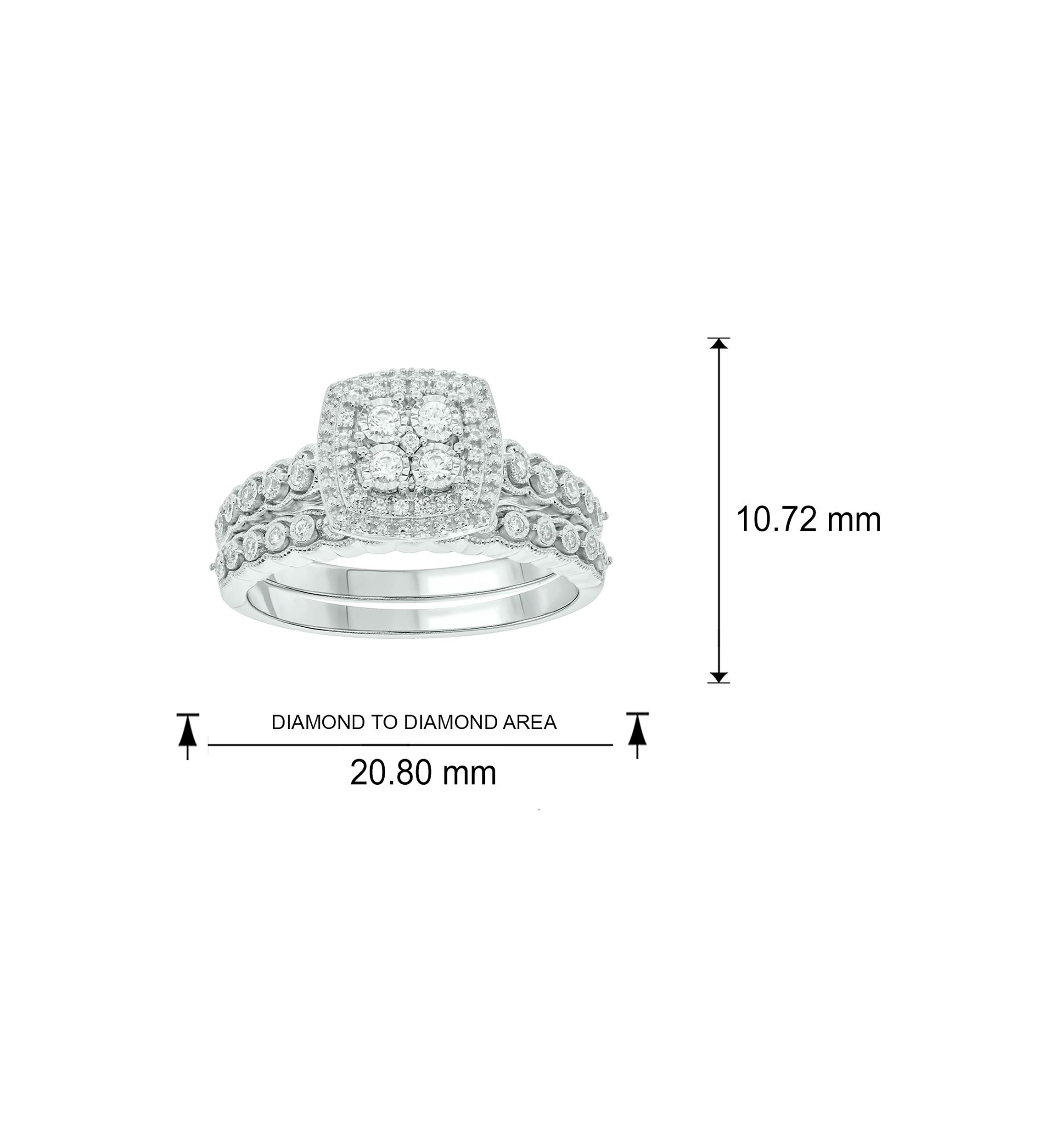 1/4 ct. t.w. Diamond with Miracle Plate Bridal Ring in Sterling Silver