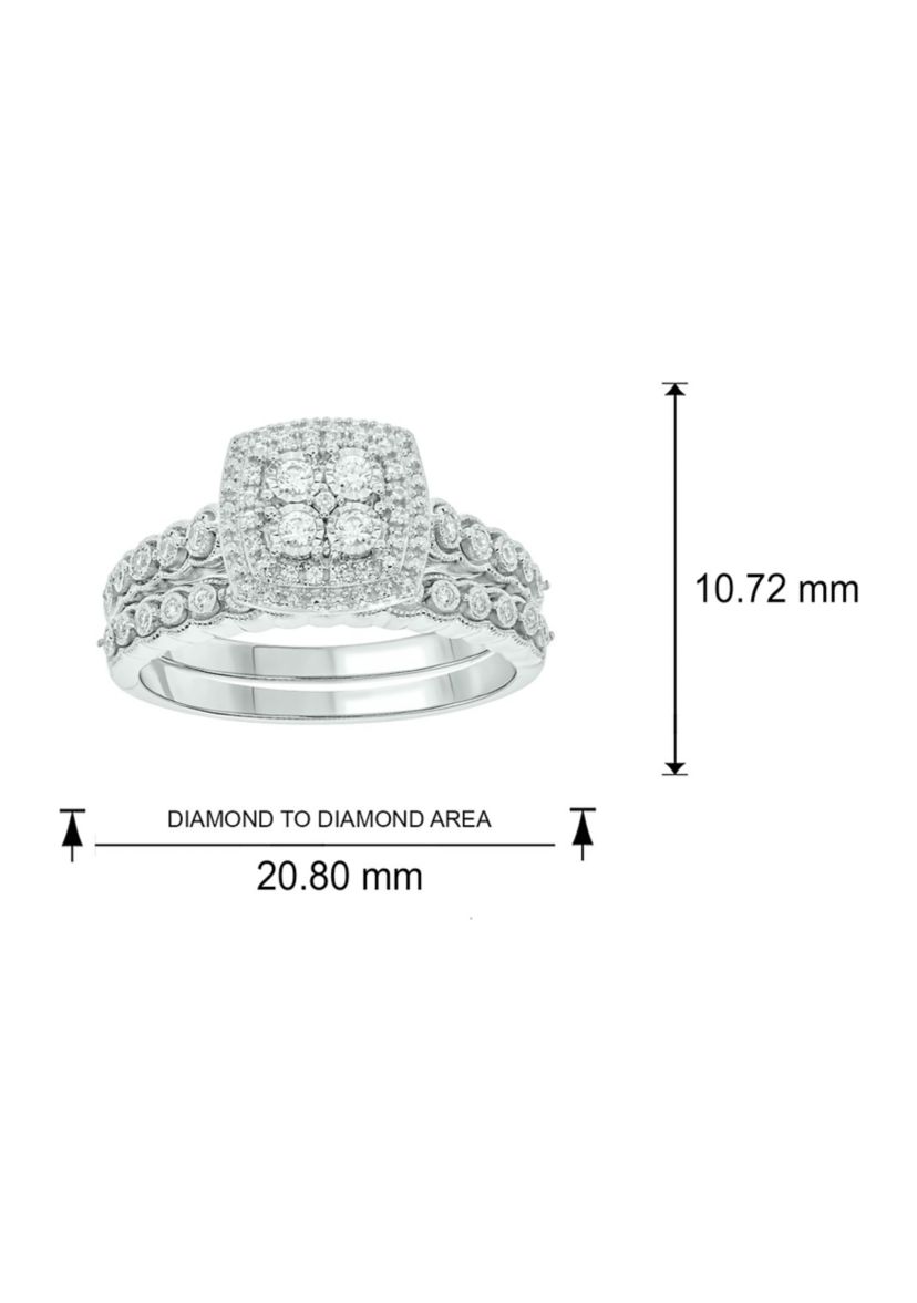 1/4 ct. t.w. Diamond with Miracle Plate Bridal Ring in Sterling Silver