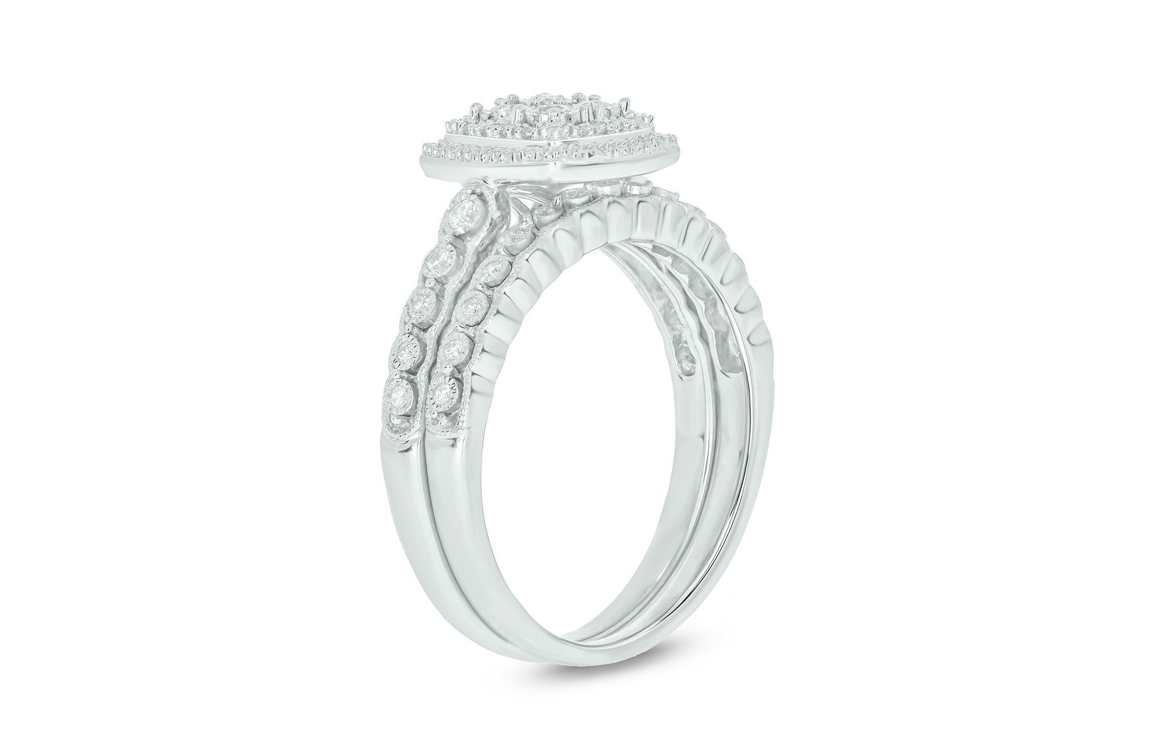 1/4 ct. t.w. Diamond with Miracle Plate Bridal Ring in Sterling Silver