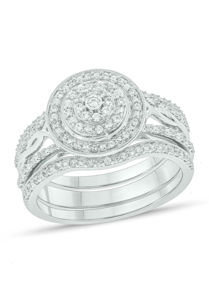 1/3 ct. t.w. Diamond Miracle Plate Bridal Ring in Sterling Silver