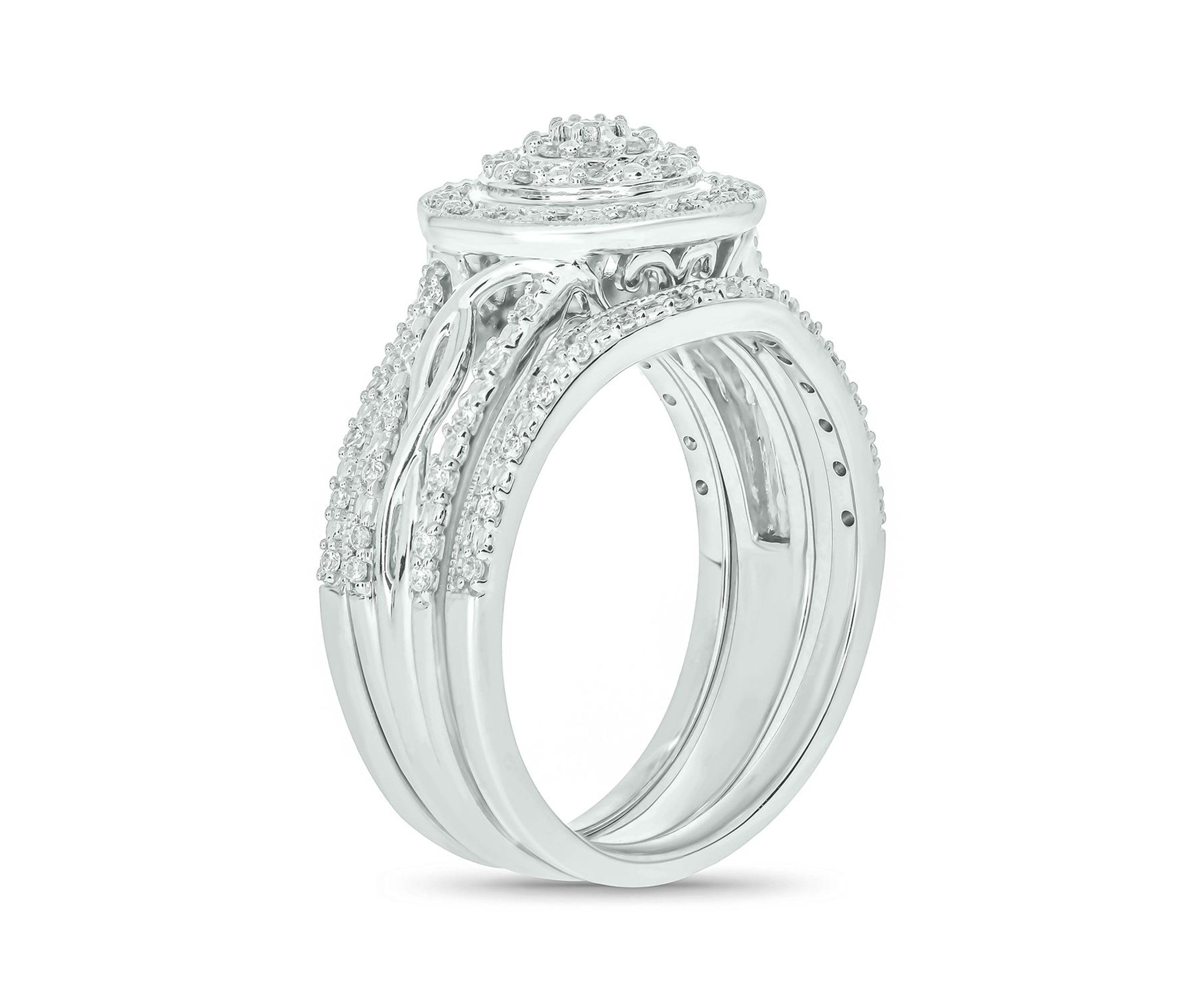 1/3 ct. t.w. Diamond Miracle Plate Bridal Ring in Sterling Silver