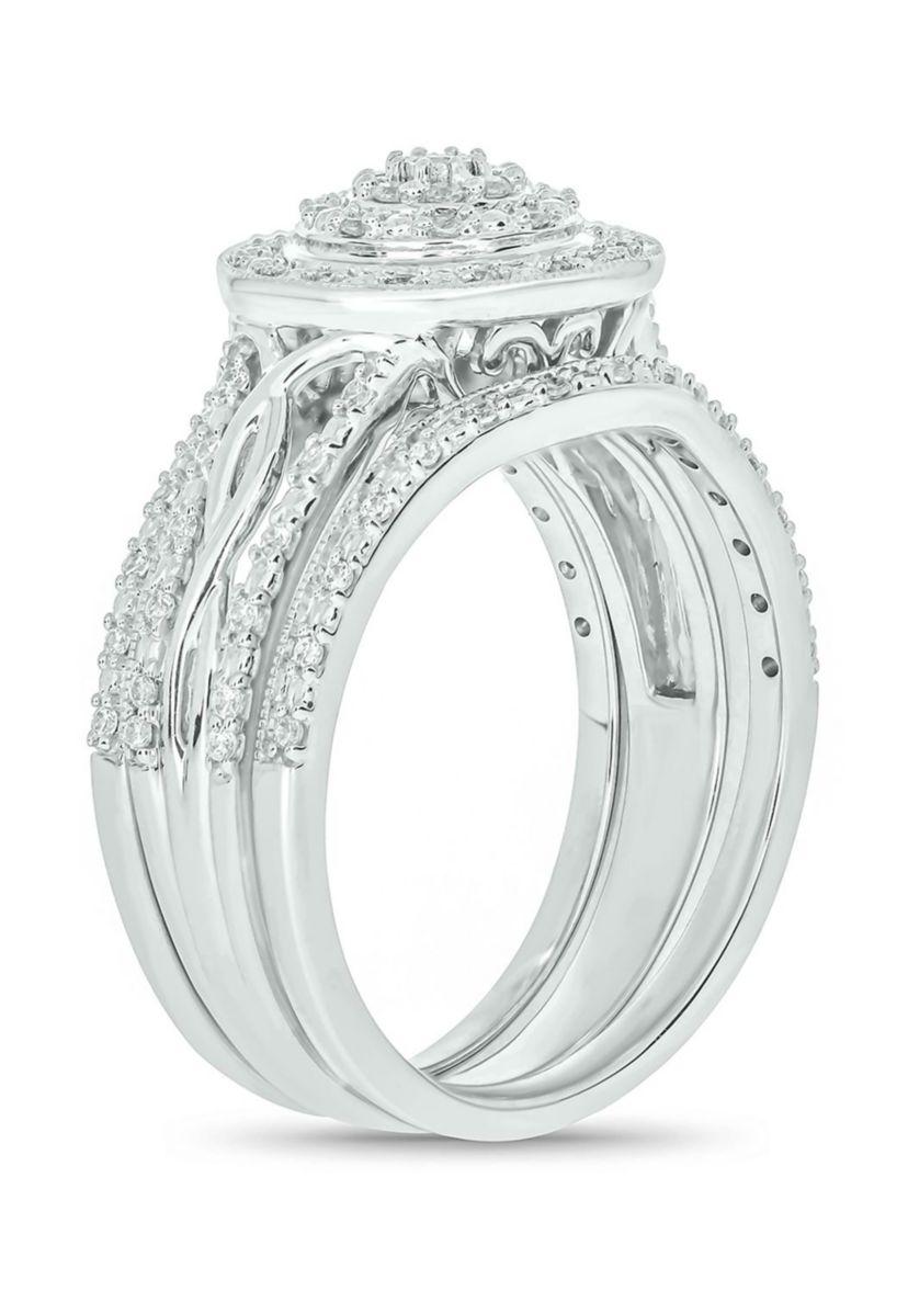 1/3 ct. t.w. Diamond Miracle Plate Bridal Ring in Sterling Silver