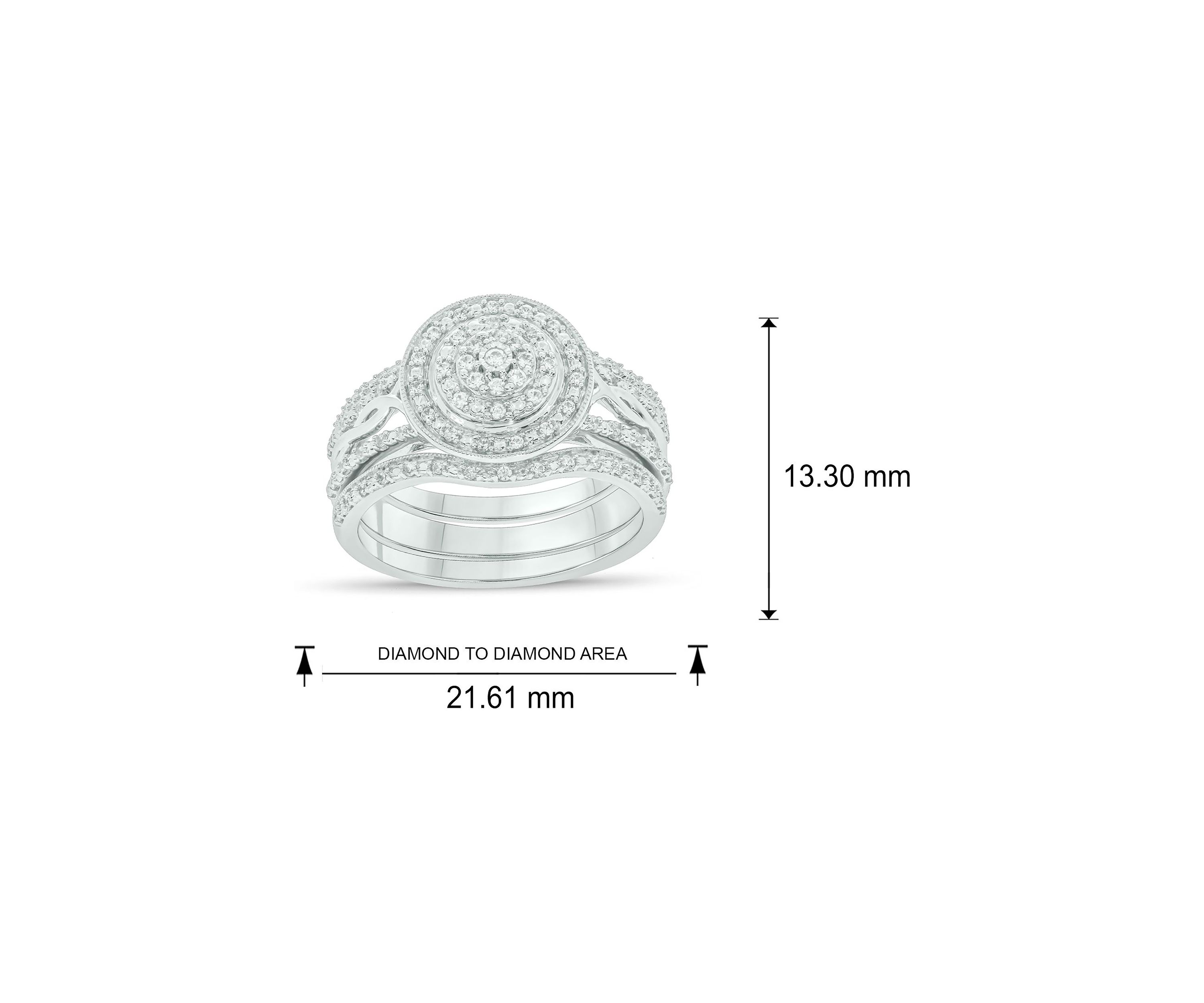 1/3 ct. t.w. Diamond Miracle Plate Bridal Ring in Sterling Silver