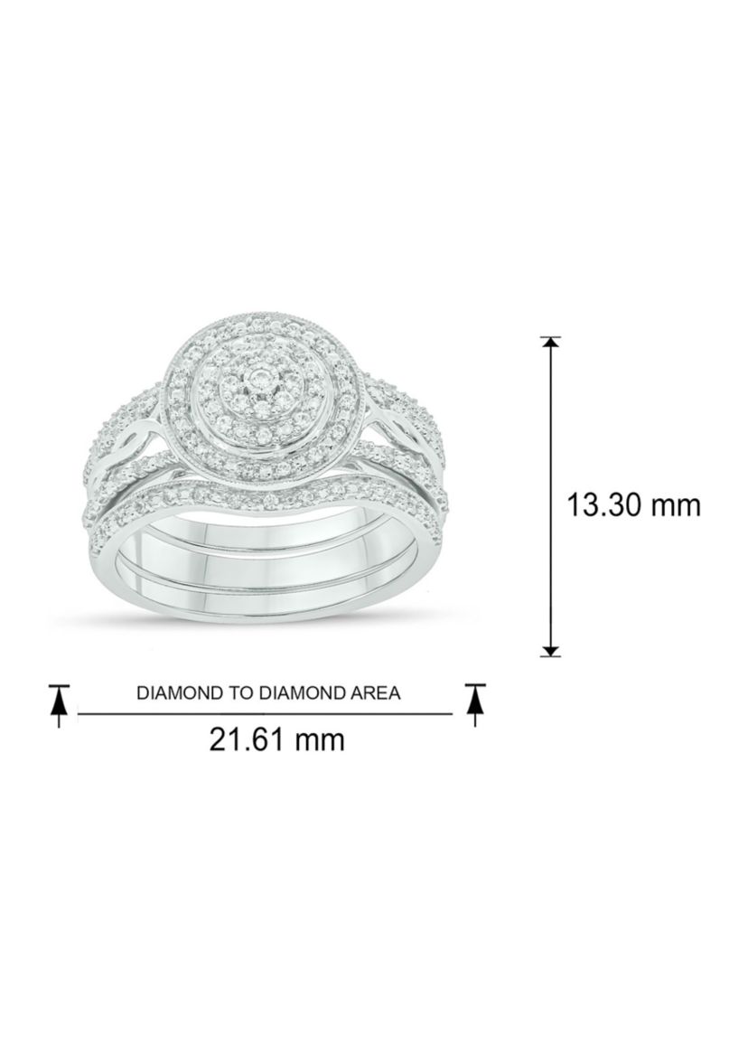 1/3 ct. t.w. Diamond Miracle Plate Bridal Ring in Sterling Silver