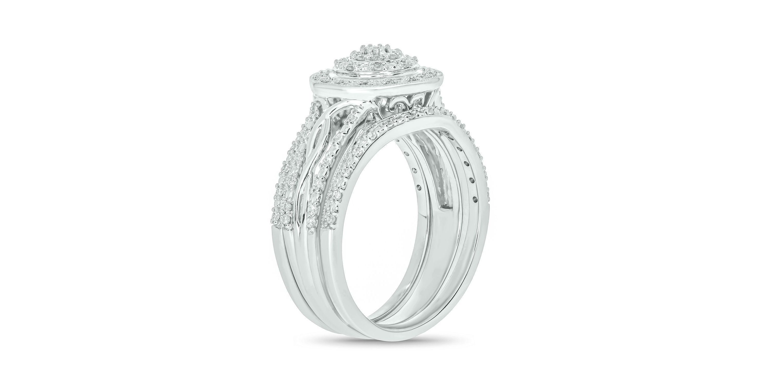 1/3 ct. t.w. Diamond Miracle Plate Bridal Ring in Sterling Silver