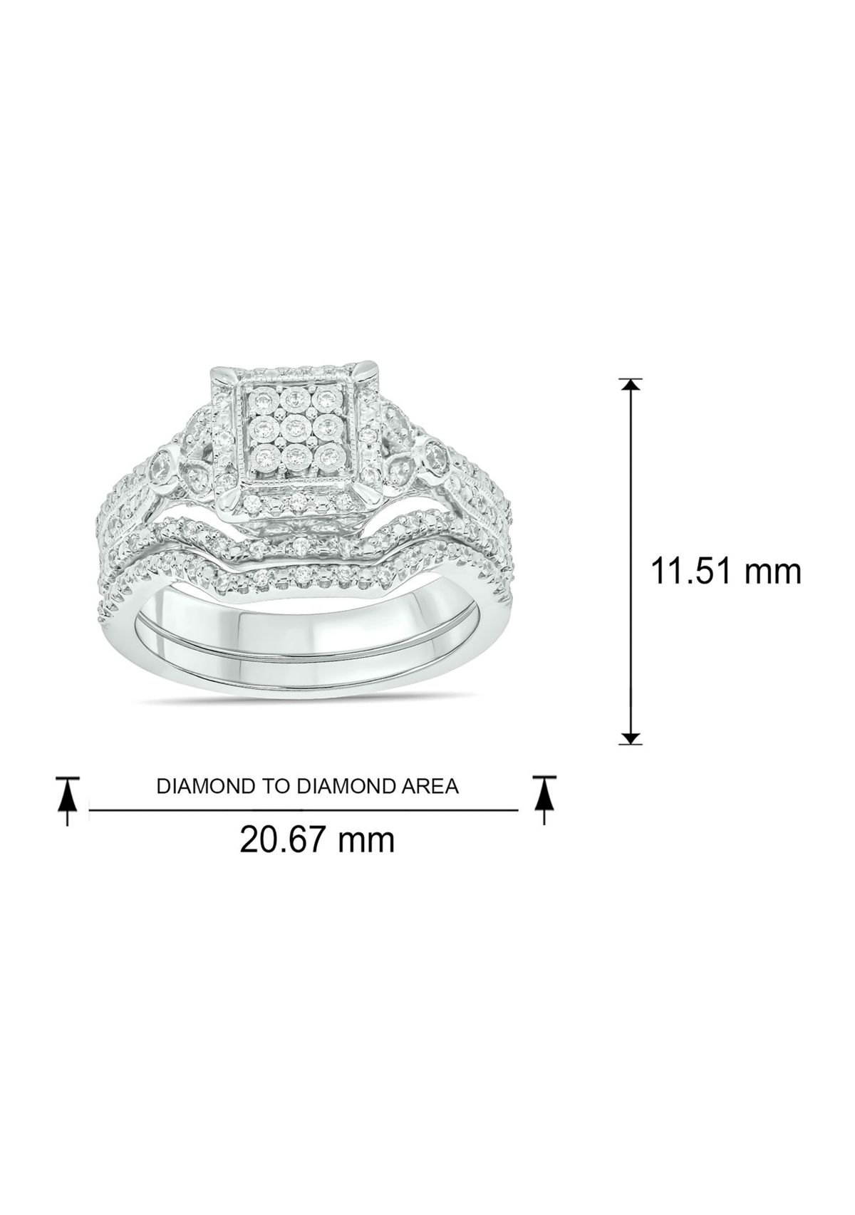 1/3 ct. t.w. Diamond Miracle Plate Bridal Ring in Sterling Silver