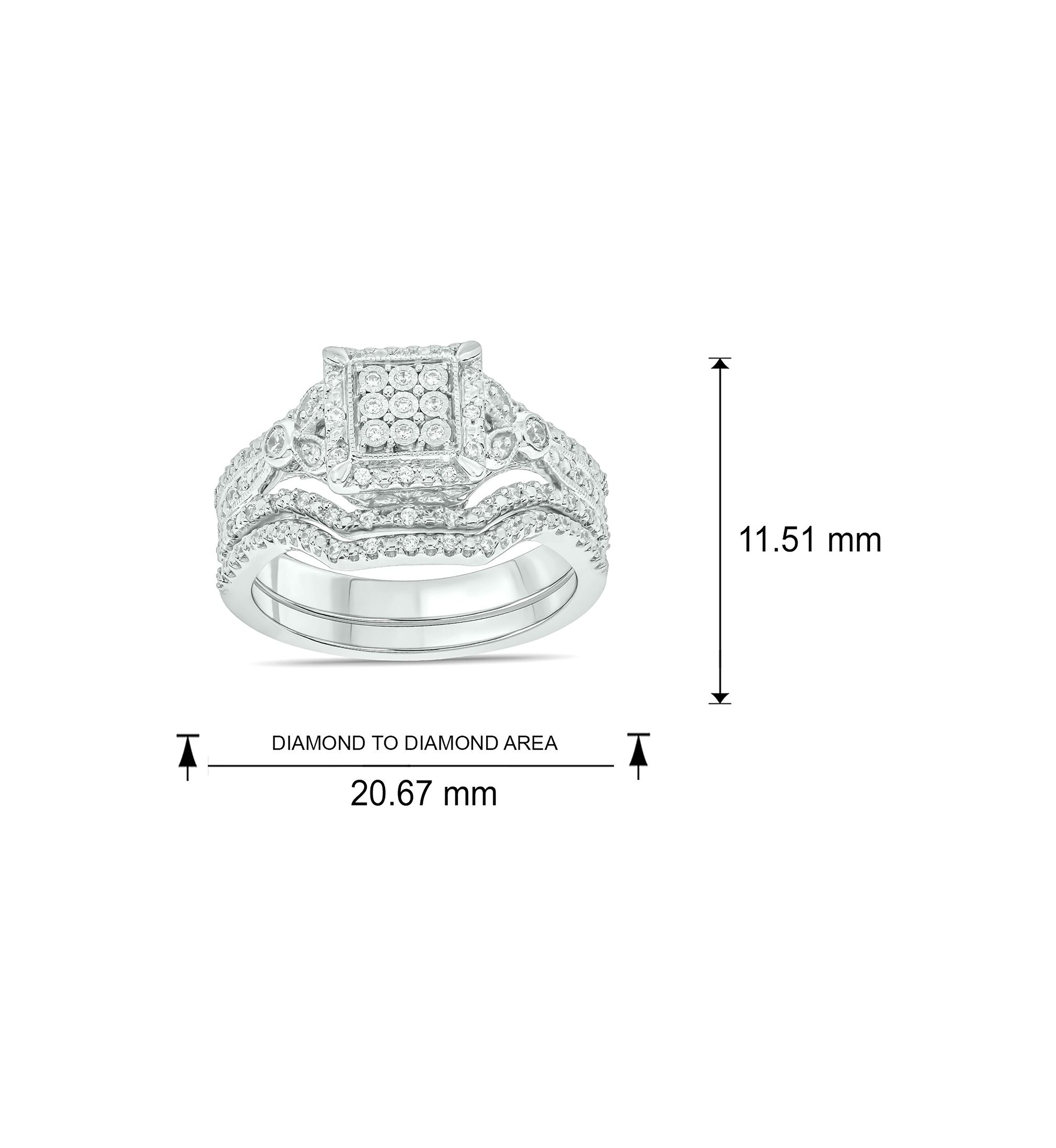 1/3 ct. t.w. Diamond Miracle Plate Bridal Ring in Sterling Silver