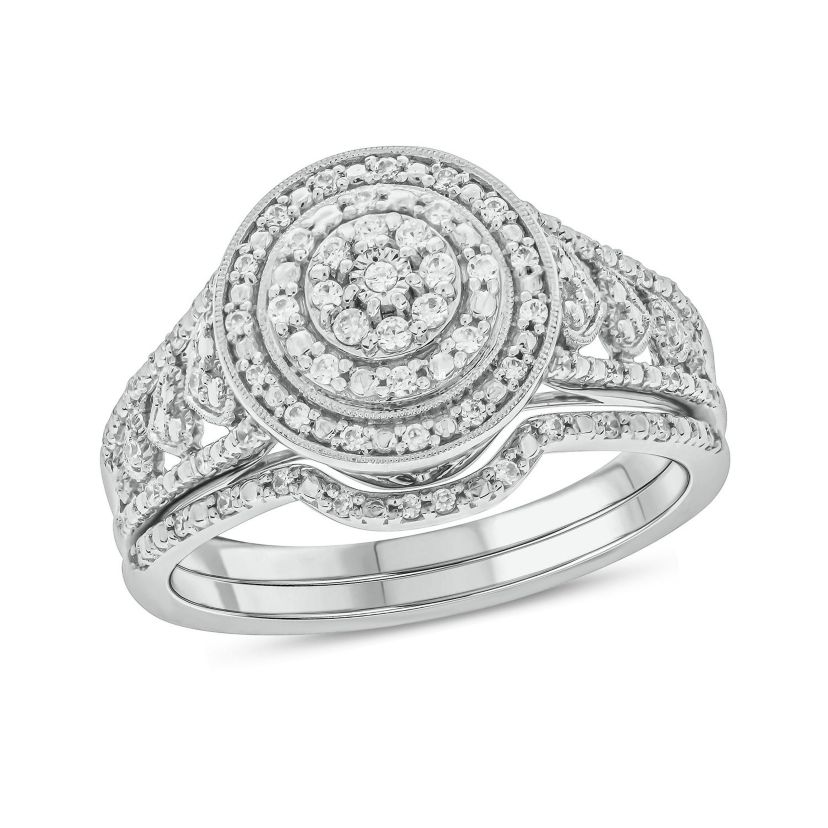 1/4 ct. t.w. Diamond Bridal Ring in Sterling Silver