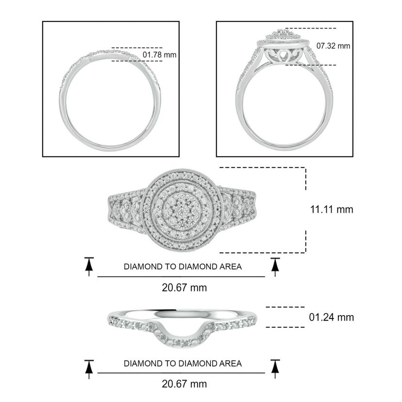 1/4 ct. t.w. Diamond Bridal Ring in Sterling Silver